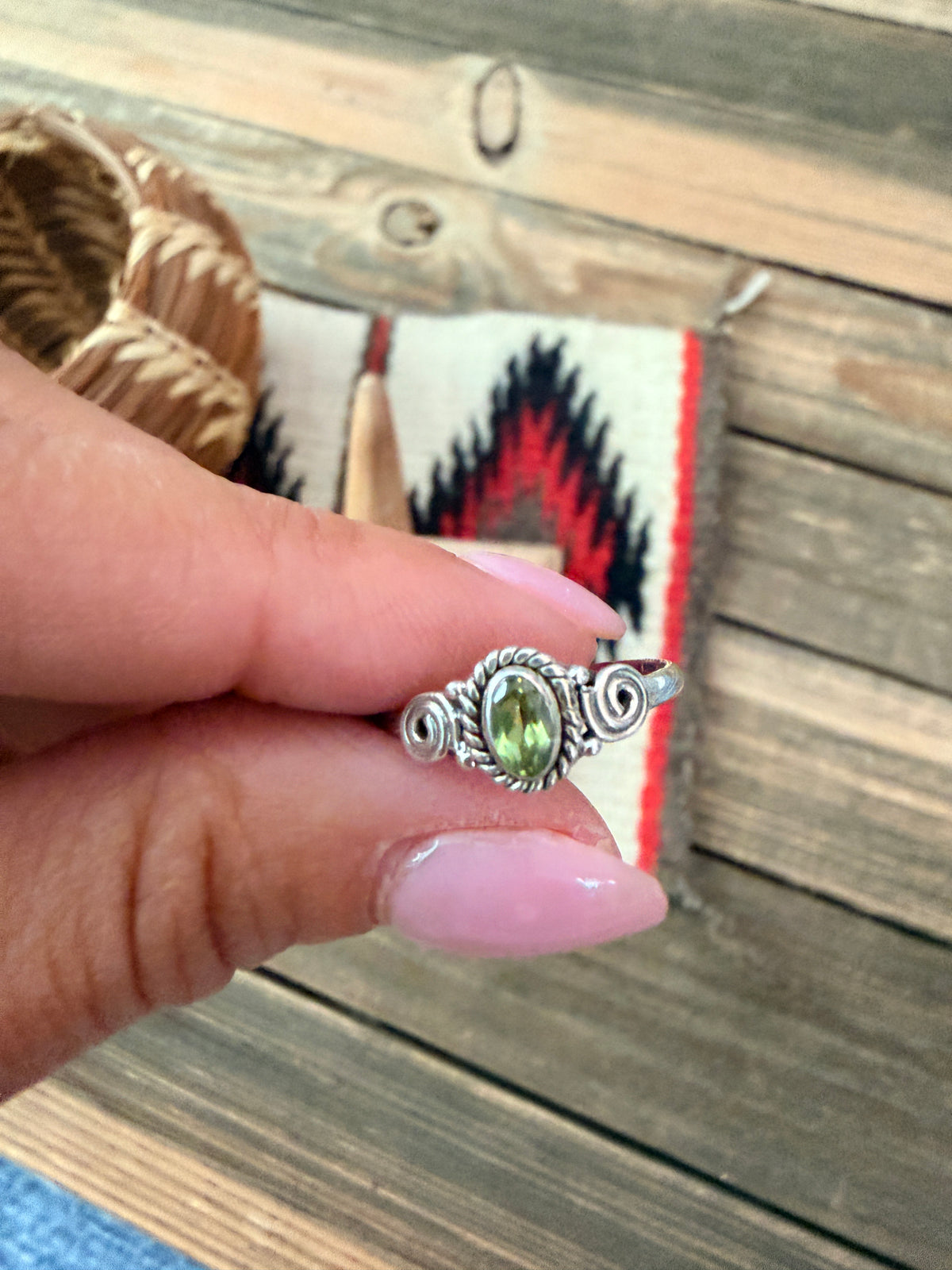 Handmade Sterling Silver & Peridot Adjustable Ring