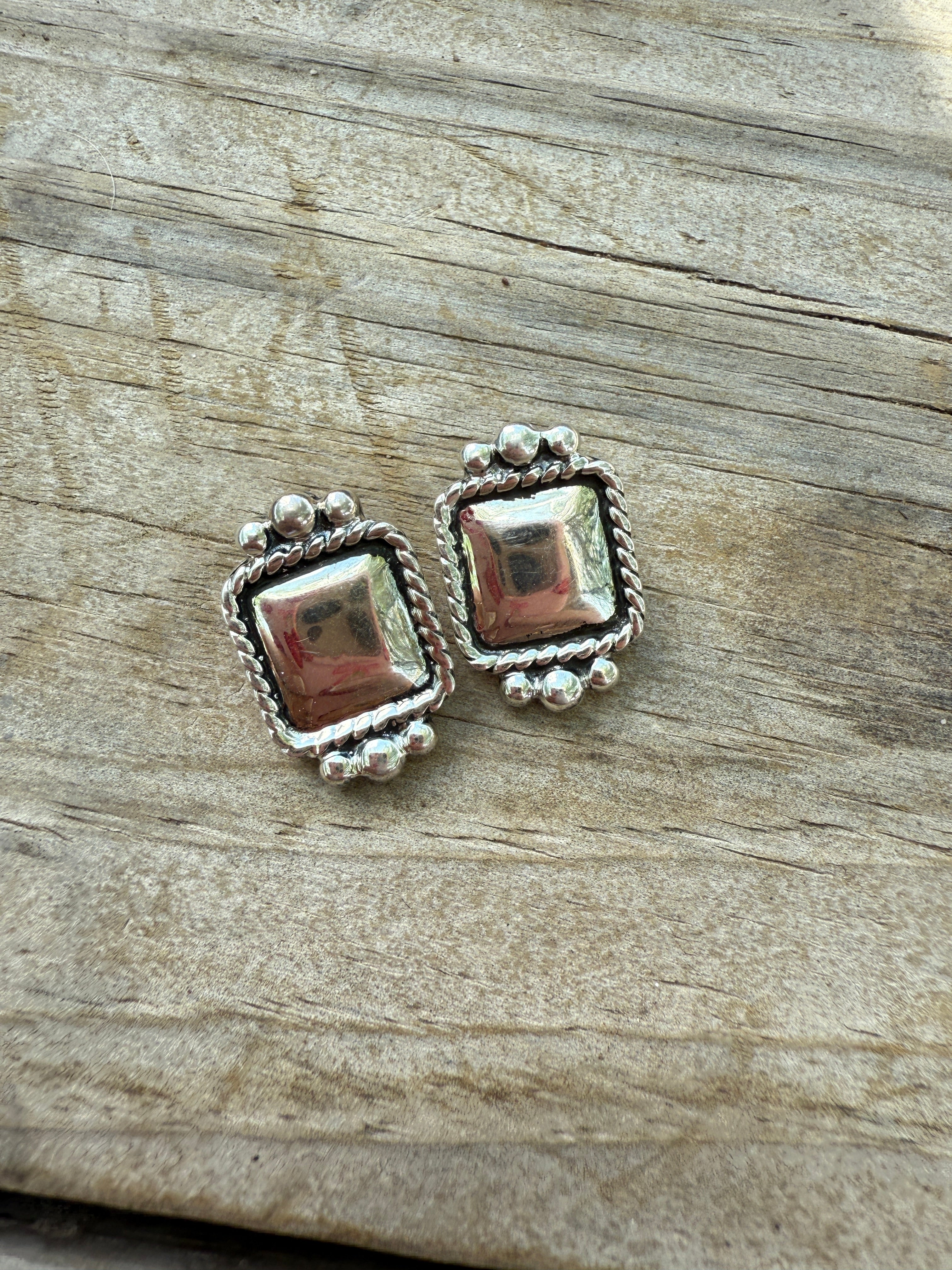 Handmade Sterling Silver Square Earrings