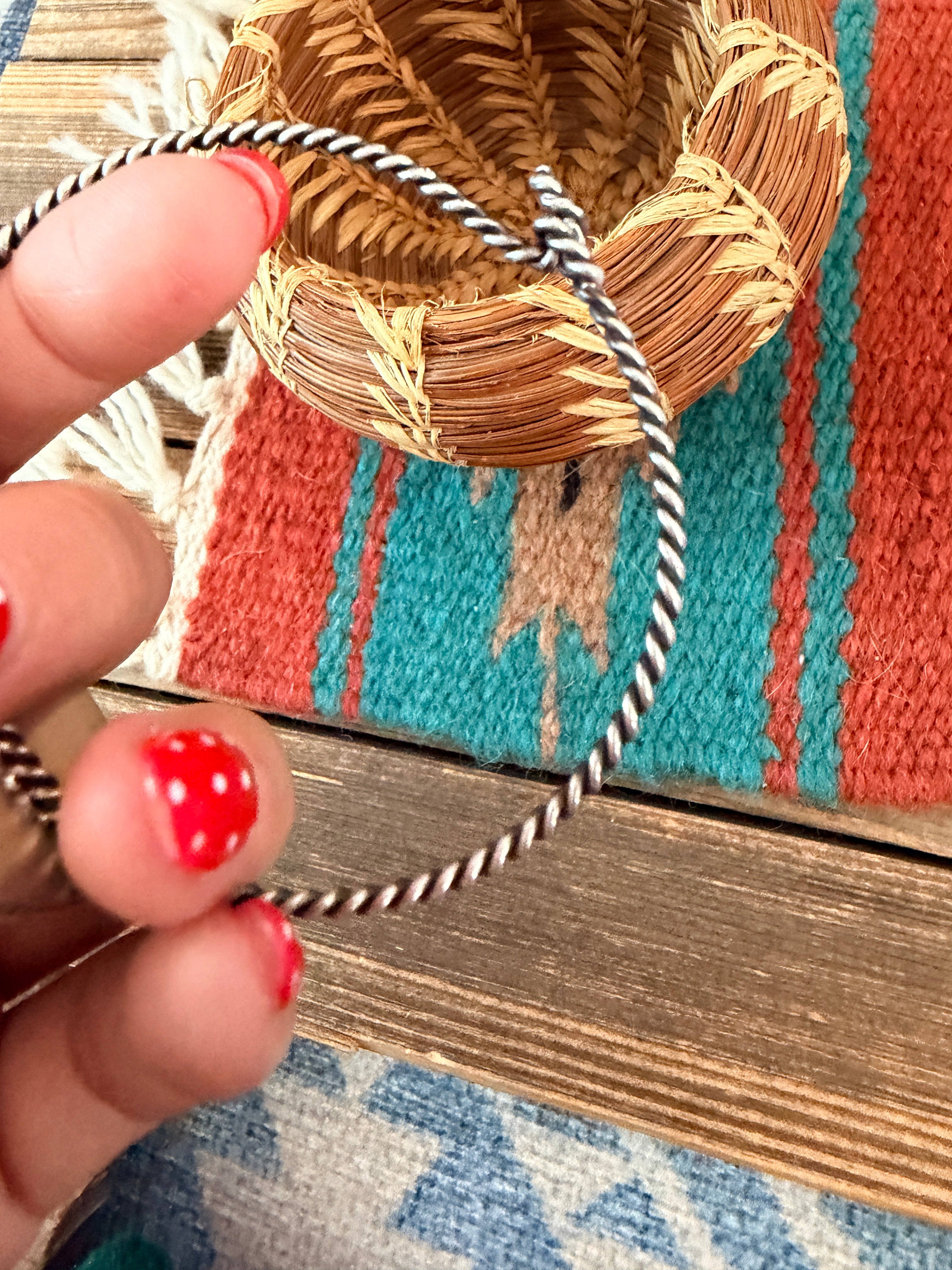 Handmade Turquoise & Sterling Silver Bangle Bracelet