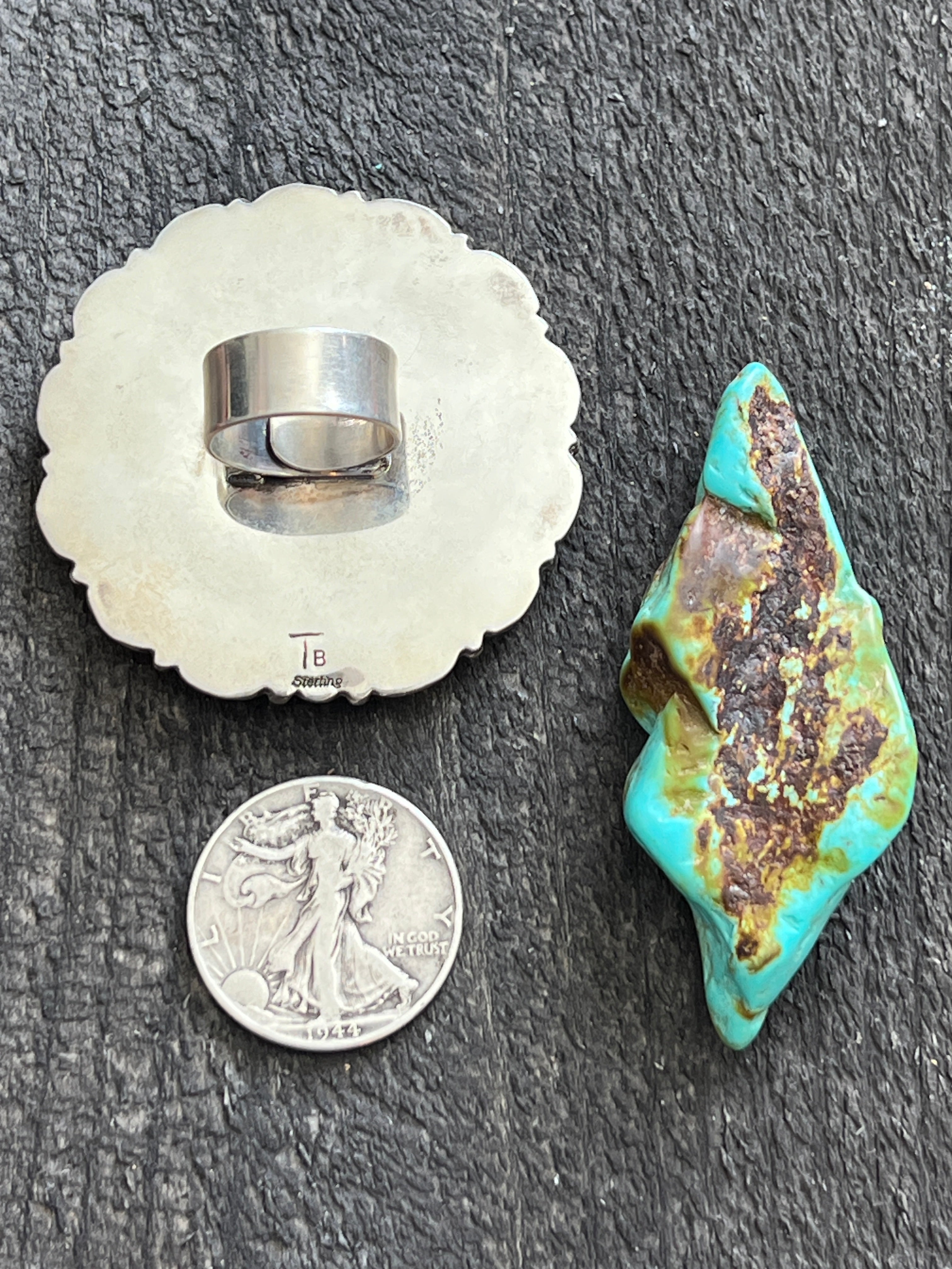 Handcrafted Sterling Silver and Purple Spiny Oyster Cluster Ring by Tyler Brown, Adjustable