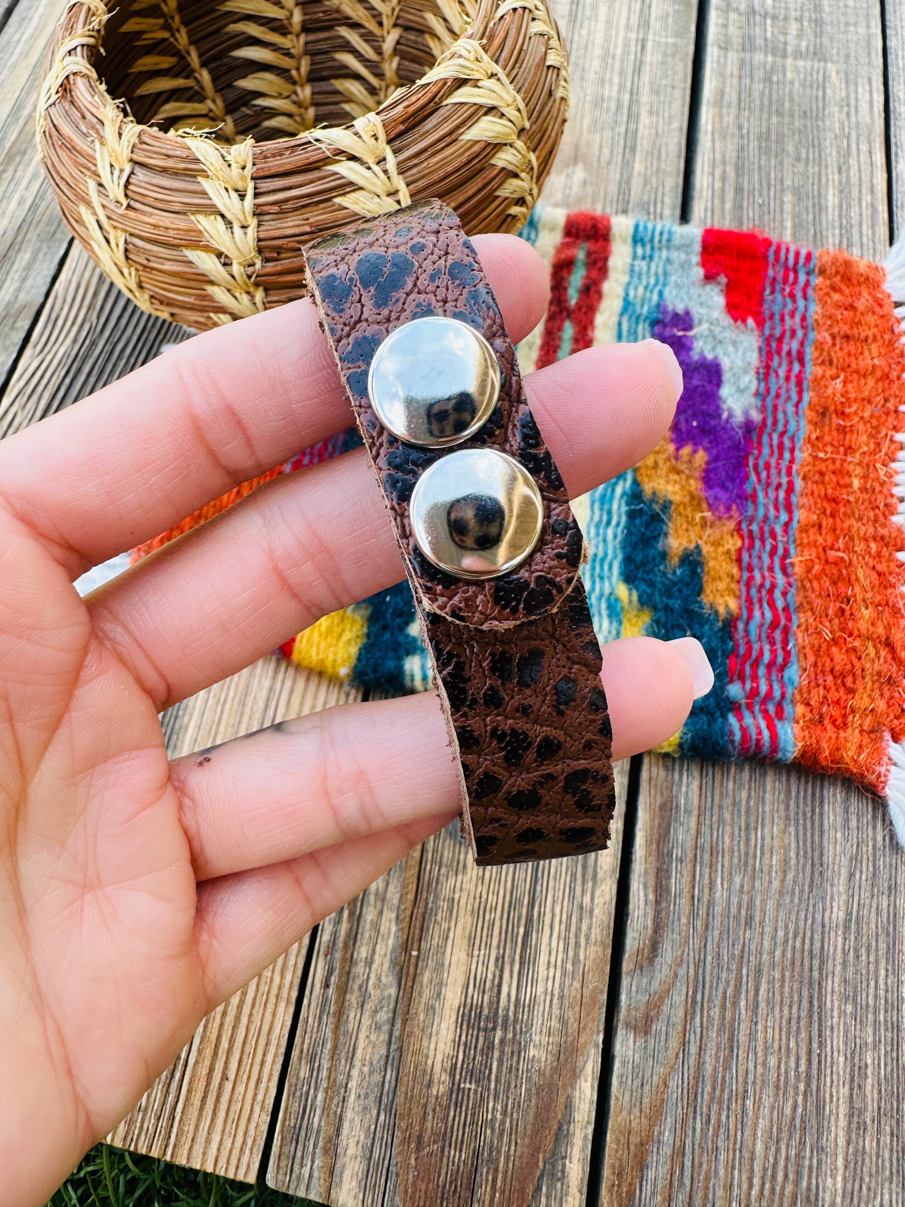 Handcrafted Turquoise & Sterling Silver Leather Bracelet