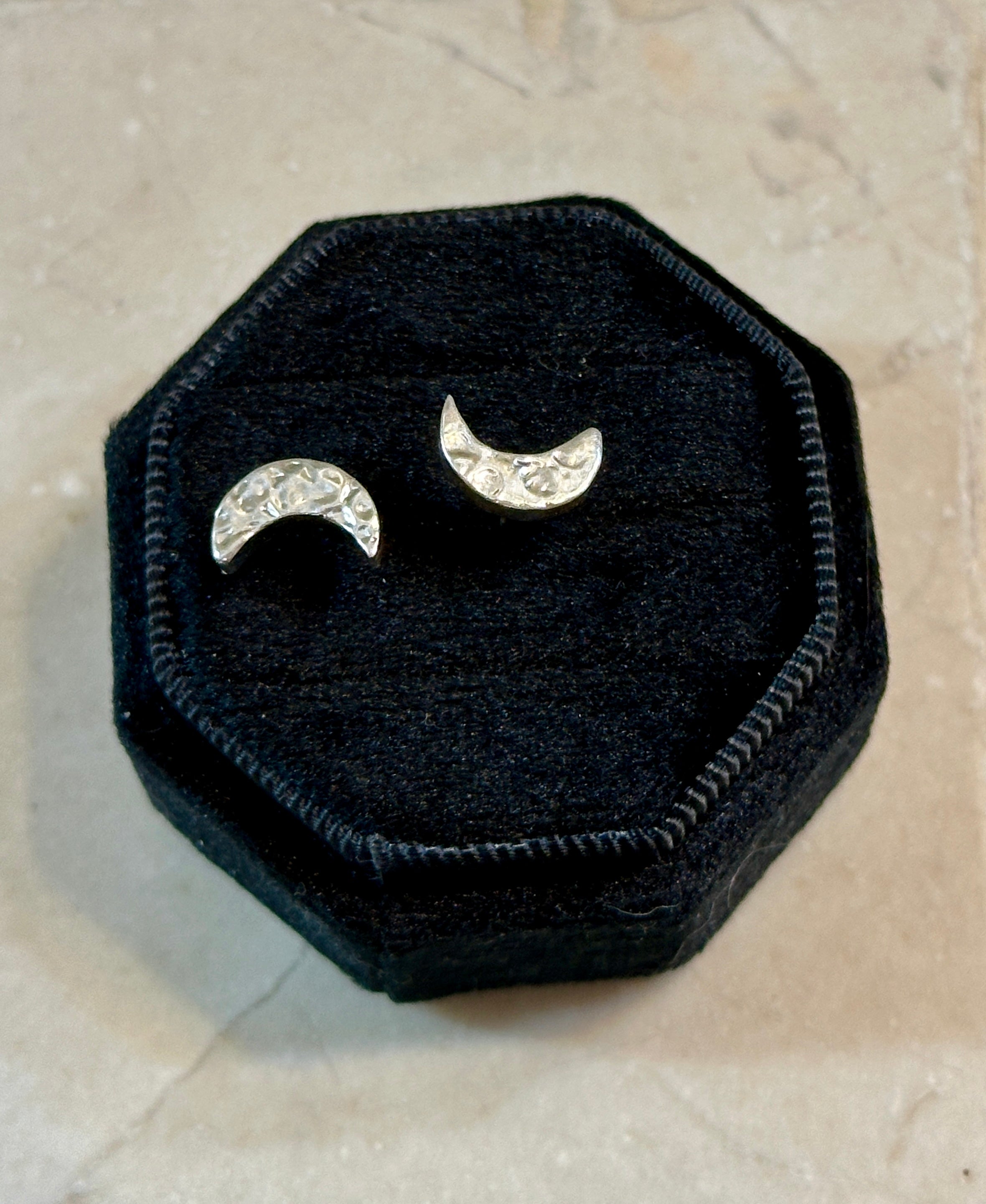 Hammered Moon Studs