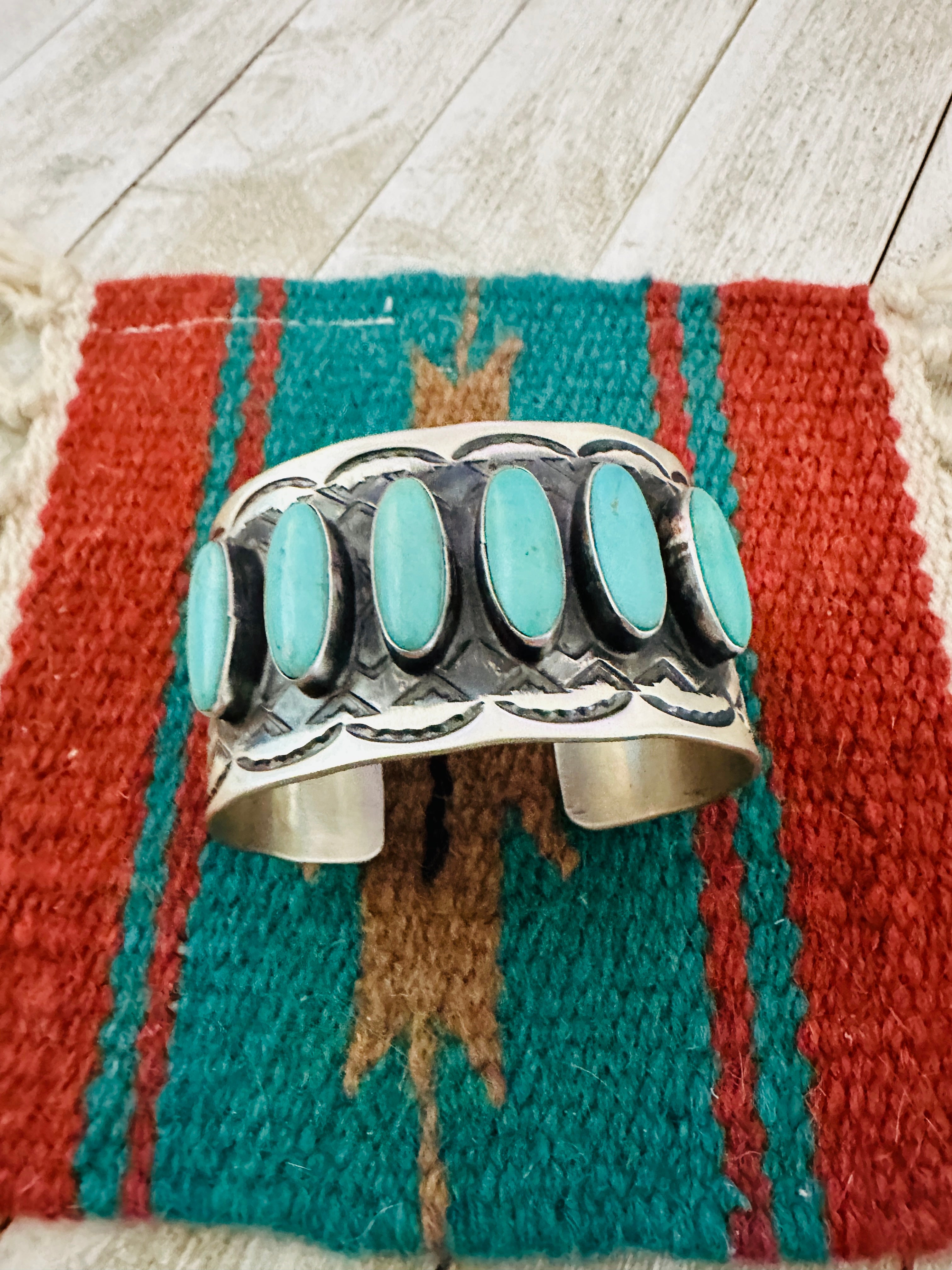 Handcrafted Sterling Silver & Turquoise Cuff Bracelet by Chimney Butte /