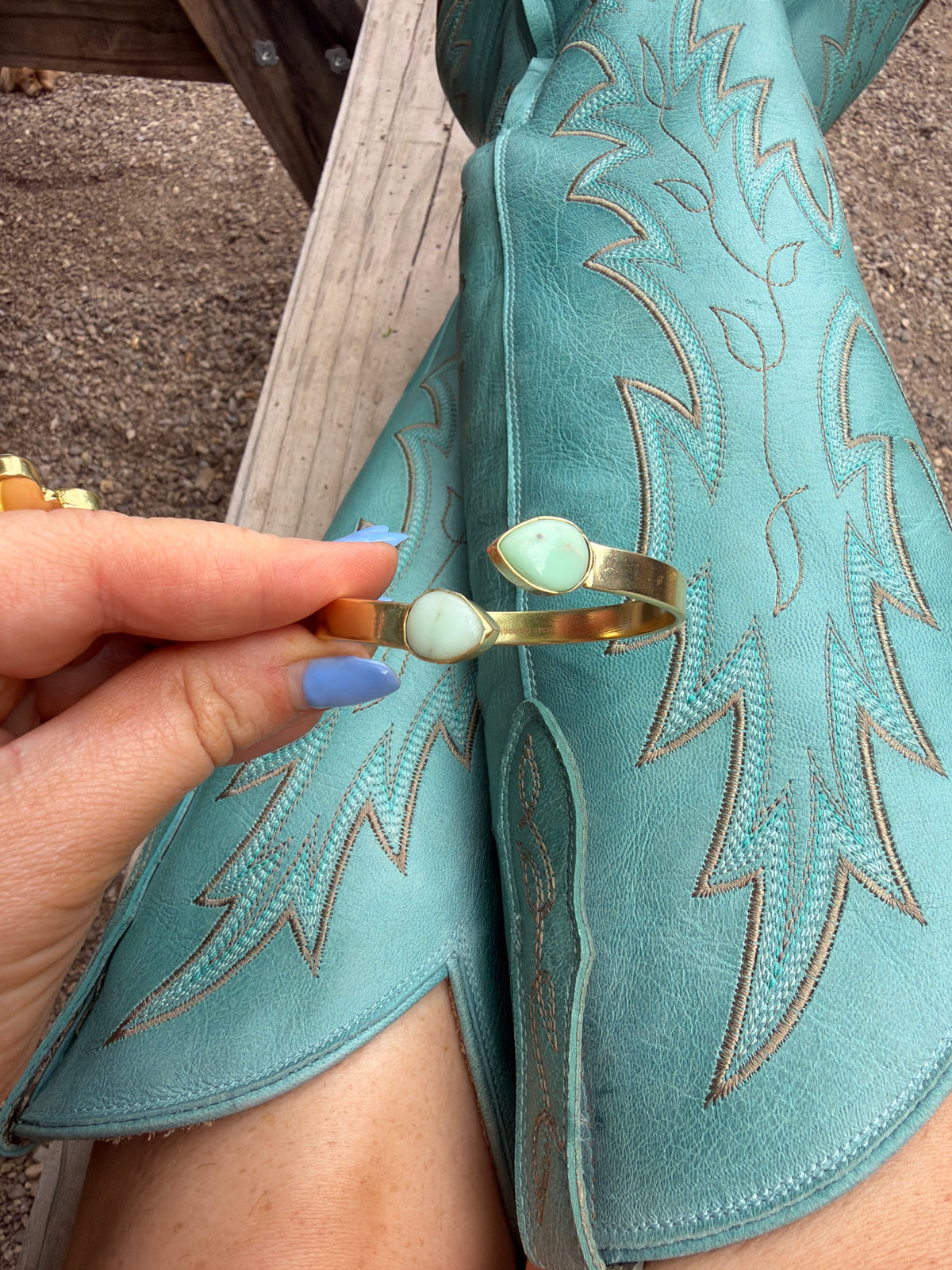 “The Golden Collection” Painted Desert Handmade Paloma Gold Plated Adjustable Teardrop Bracelet Cuff STYLE 6