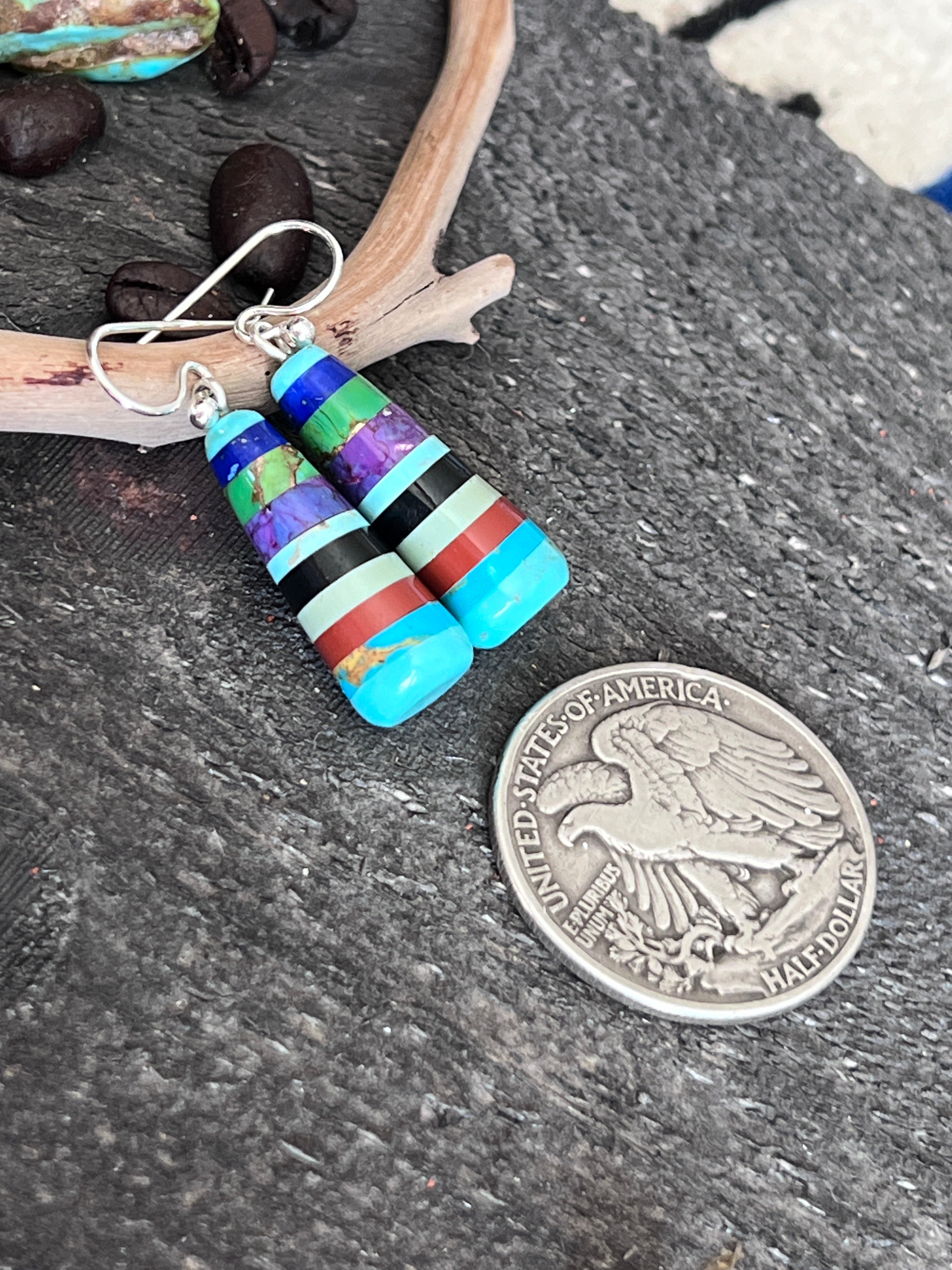 Santo Domingo Layered Multistone Earrings by Ronald Chavez, Stacked Gems #8