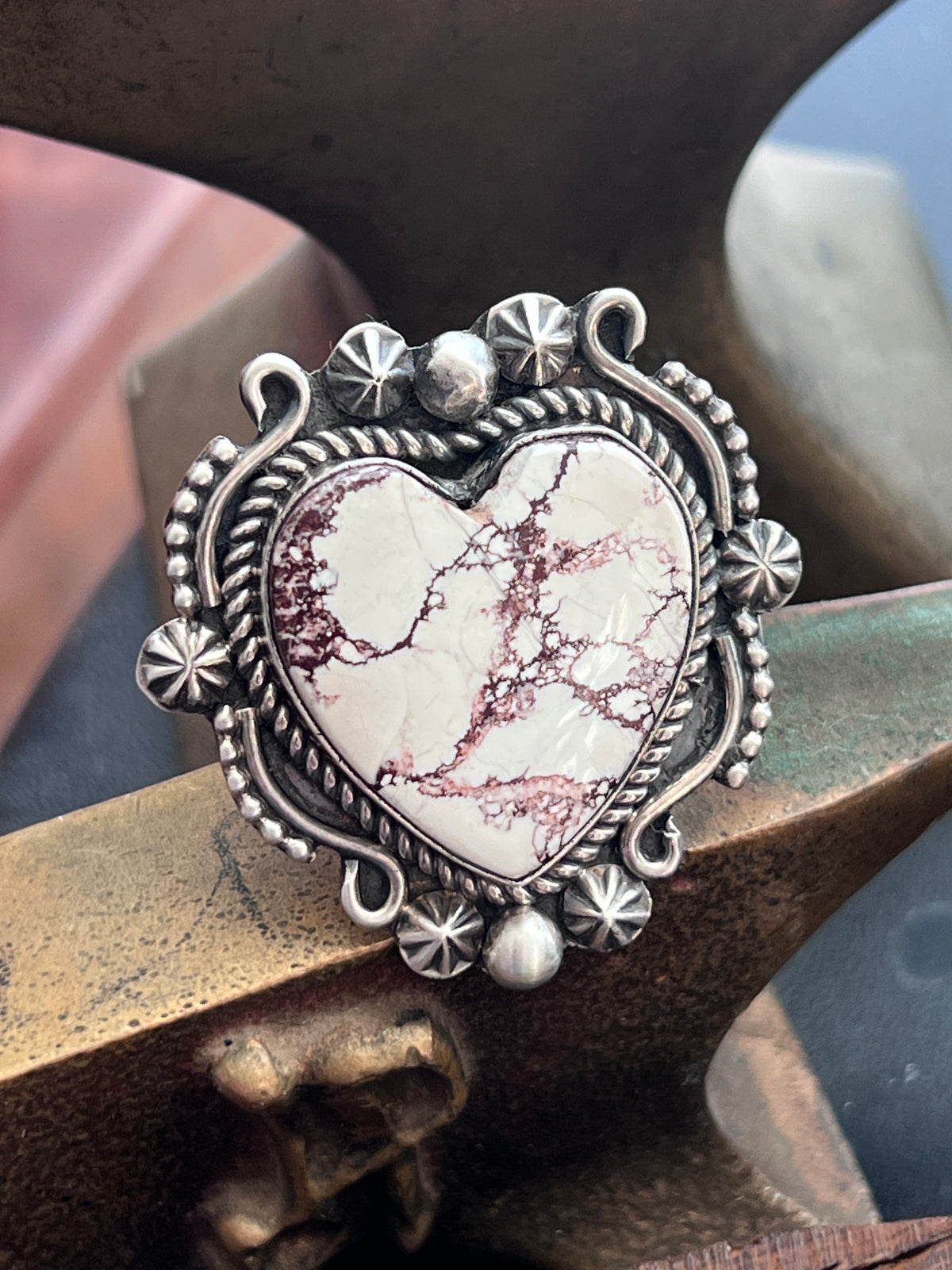 Rosella Paxson Sterling Silver & Wild Horse Heart Ring, Size 7.5-8