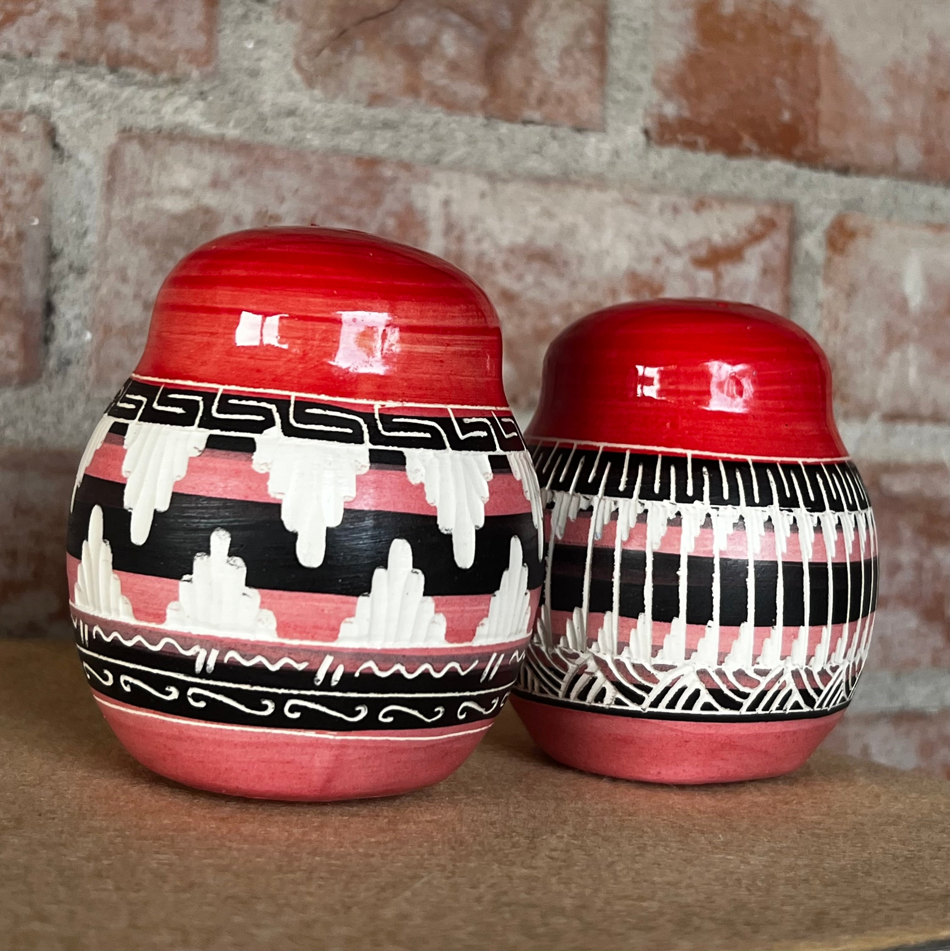 Handcrafted Red Salt & Pepper Shakers “Cassandra King”