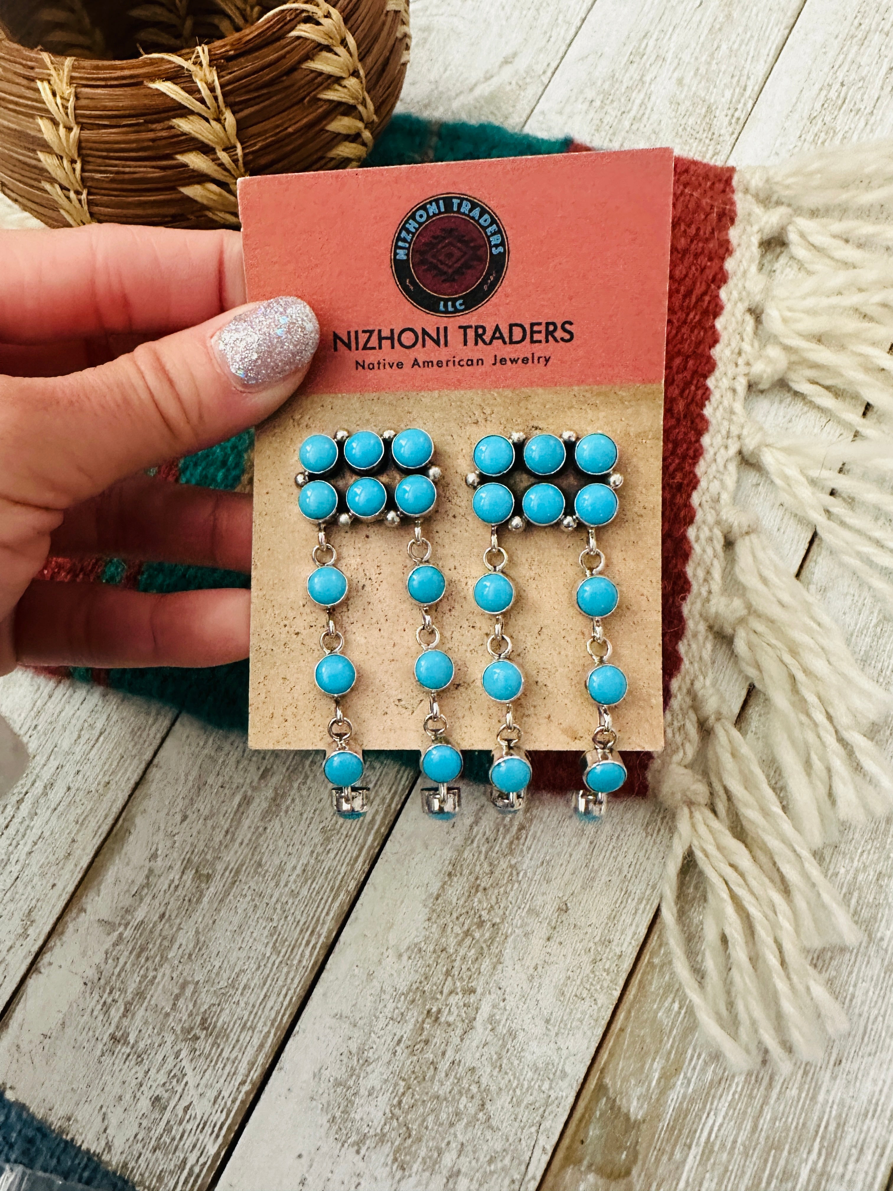 Handcrafted Turquoise & Sterling Silver Dangle Earrings