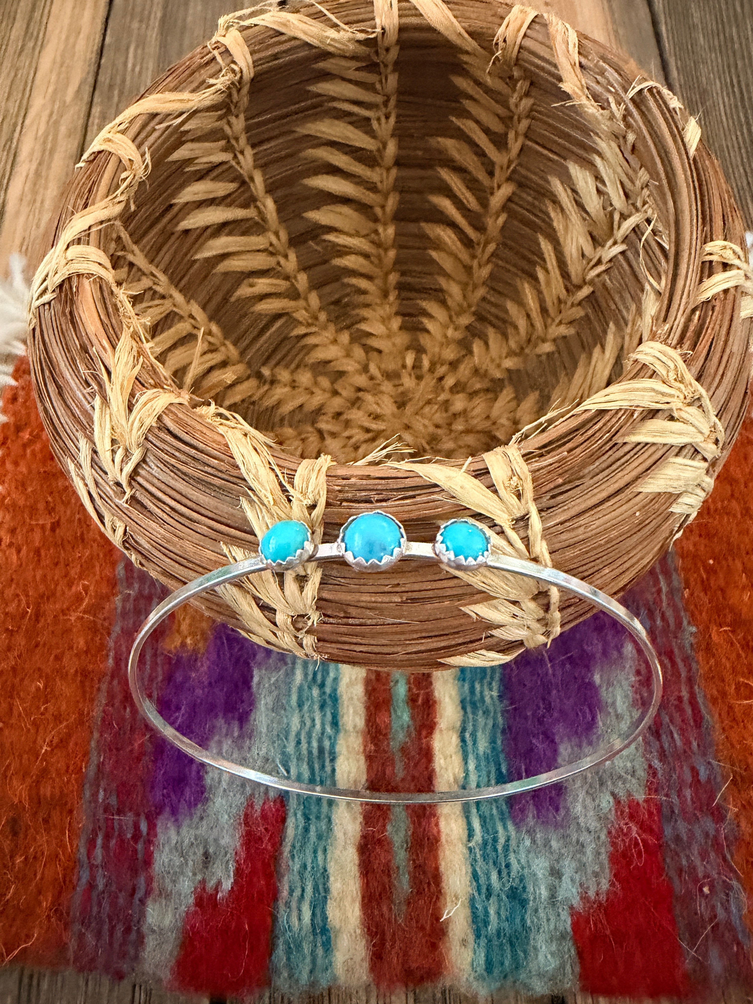 Handmade Turquoise & Sterling Silver Bangle Bracelet