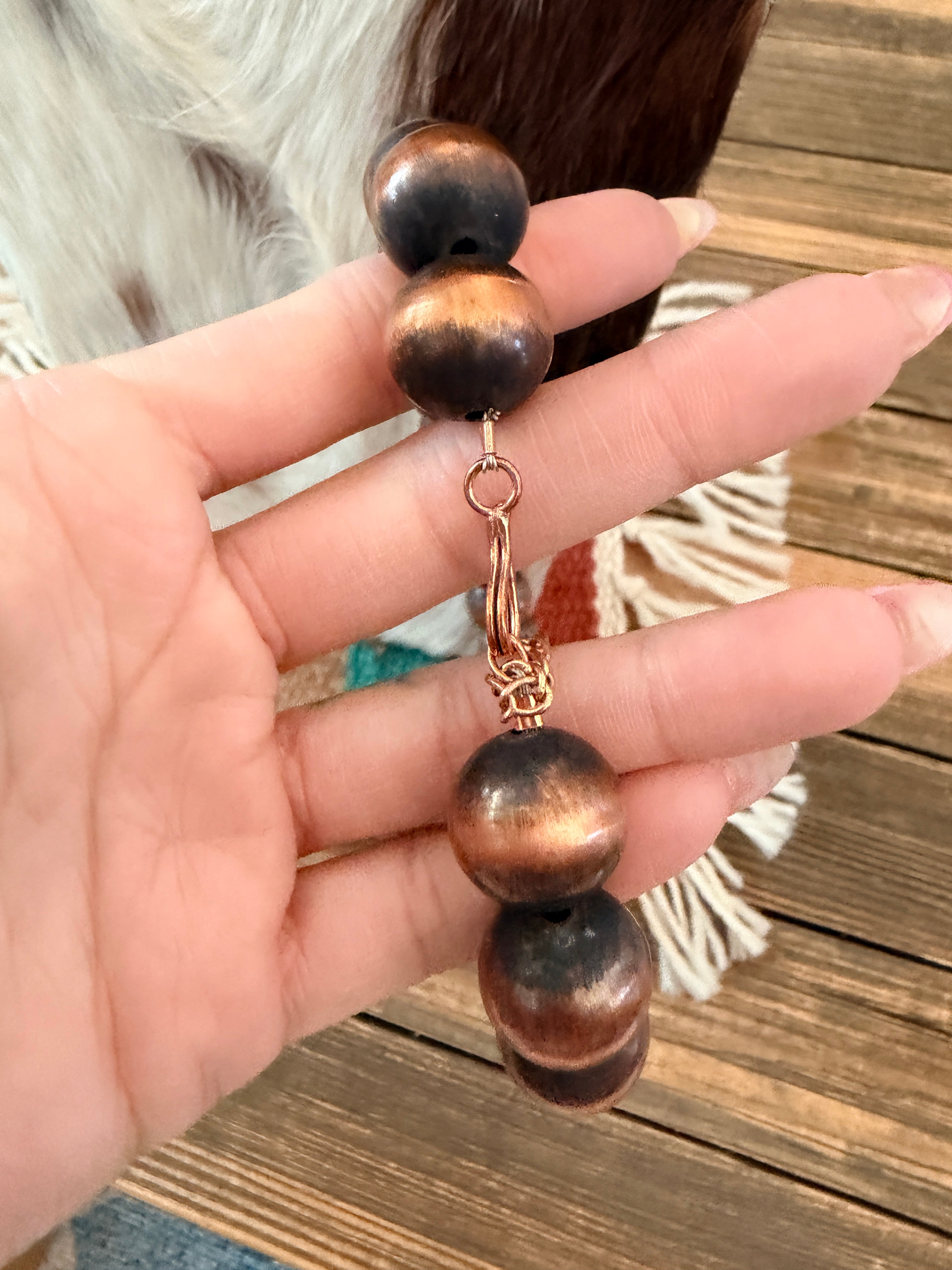 Handcrafted 16mm Copper Beaded 16” Necklace