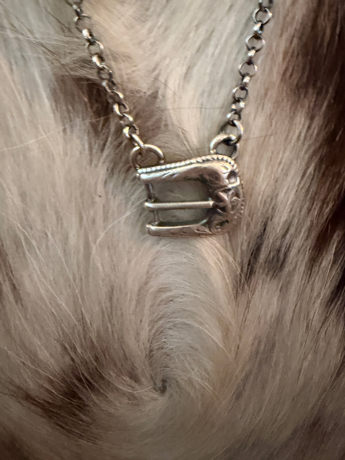 Handcrafted Sterling Silver Belt Buckle Necklace