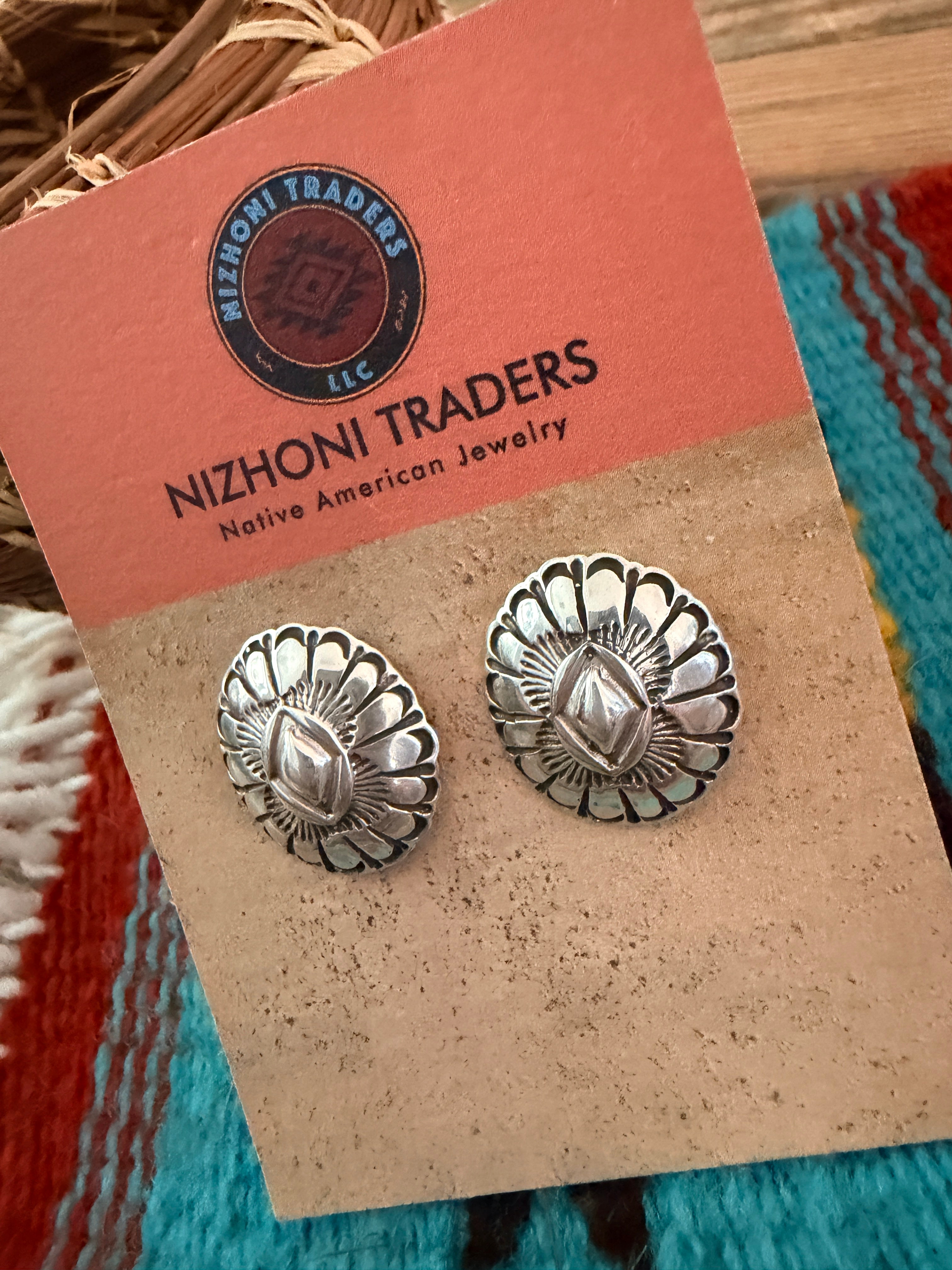 Handcrafted Sterling Silver Concho Post Earrings