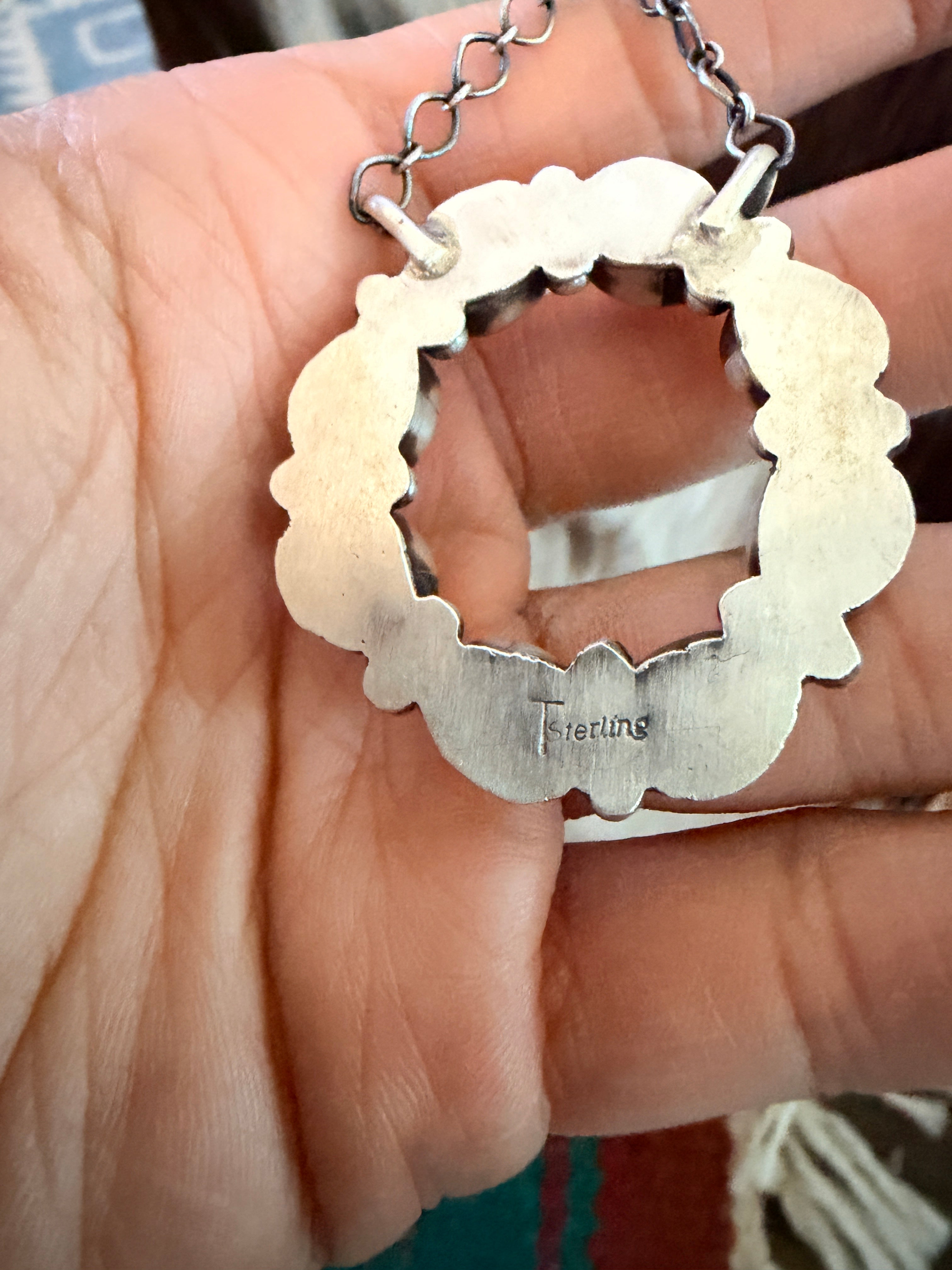 Handcrafted Pink Mojave & Sterling Silver Ring Necklace