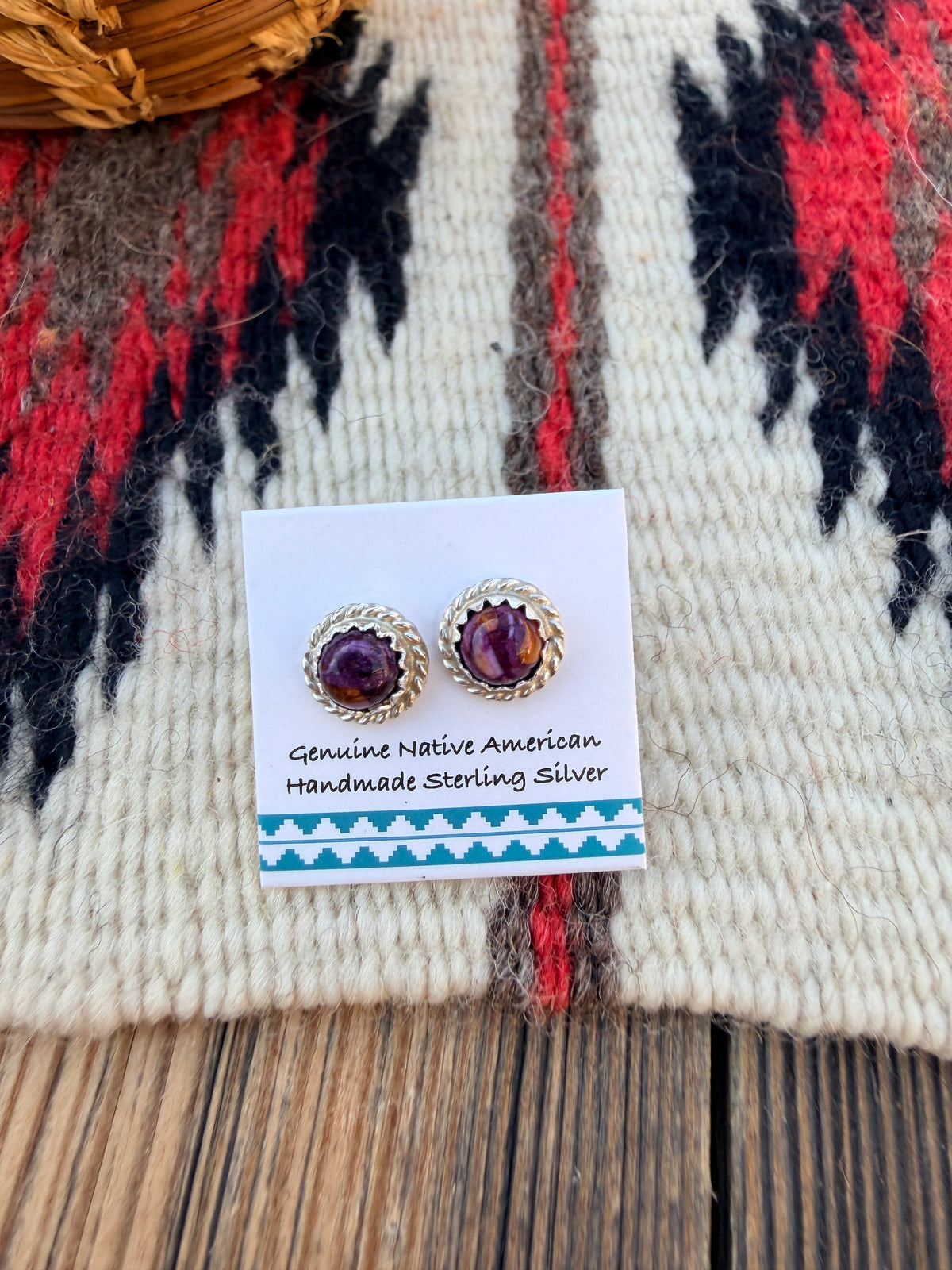 Handcrafted Purple Mojave & Sterling Silver Stud Earrings