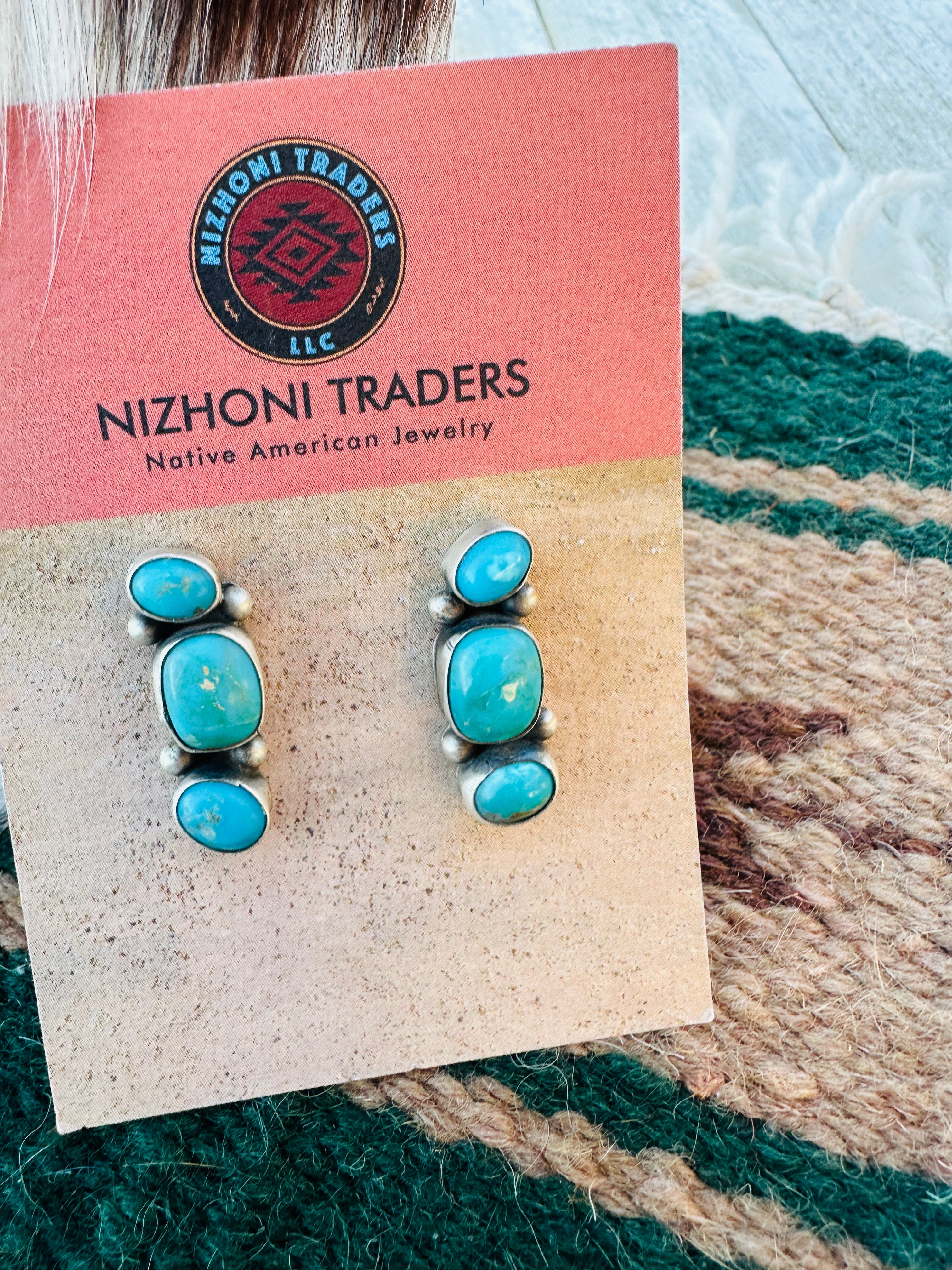 Handcrafted Turquoise & Sterling Silver Necklace and Earring Set by Bea Tom