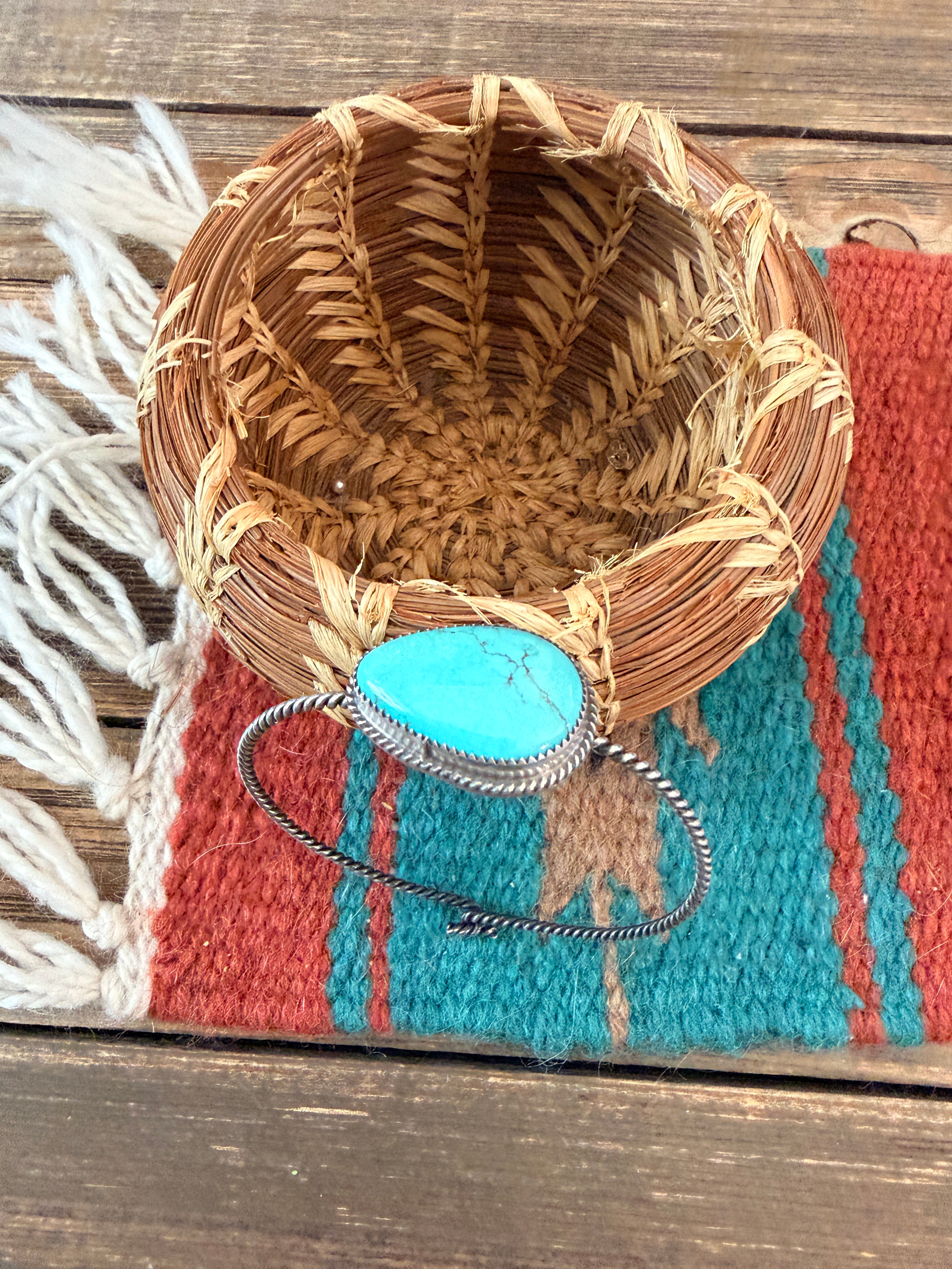 Handmade Turquoise & Sterling Silver Bangle Bracelet