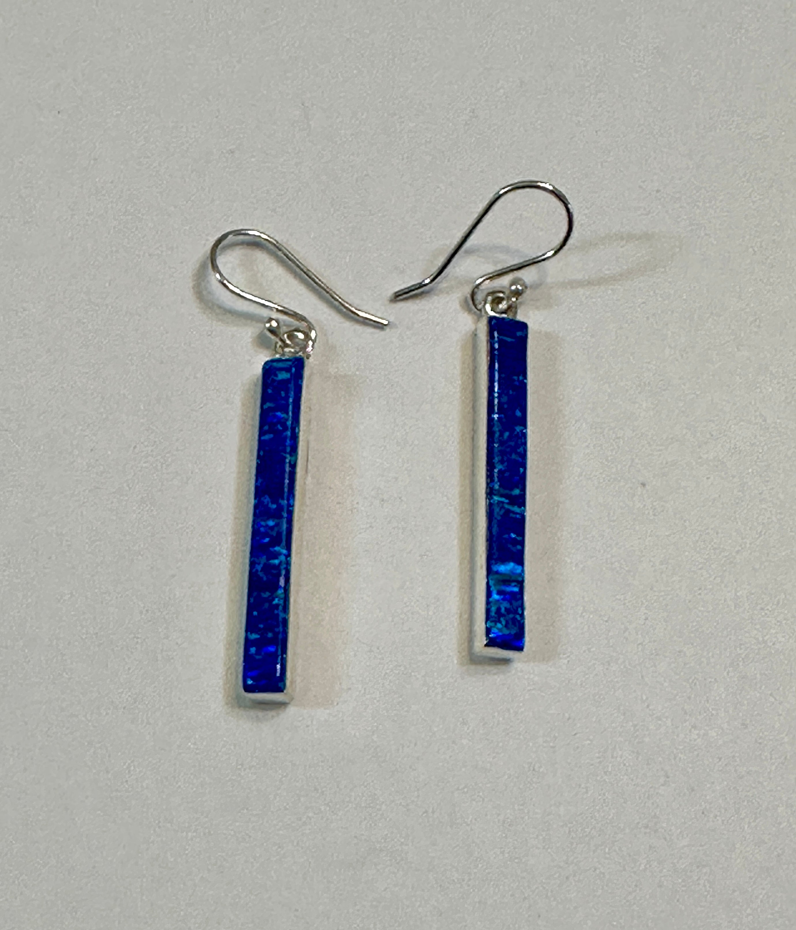 Dark Blue Opal Column Earrings
