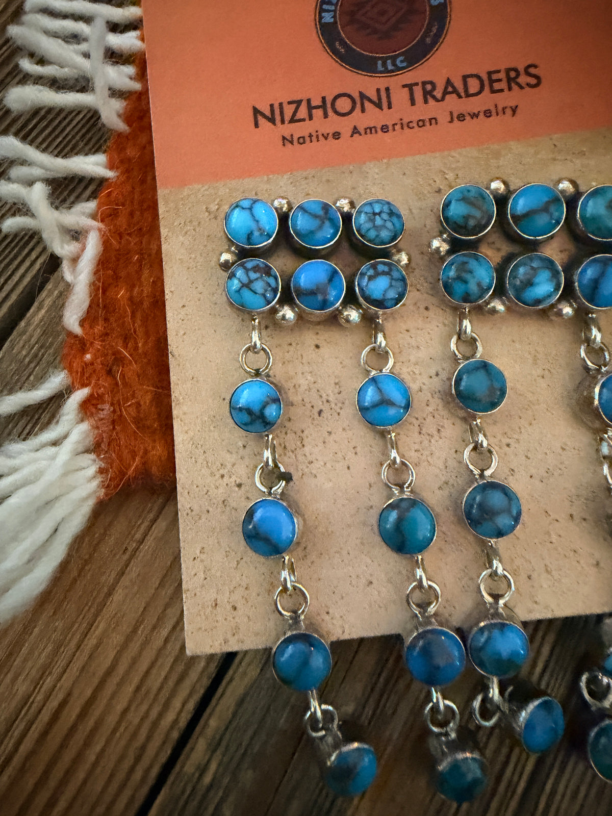 Handcrafted Sleeping Beauty Turquoise & Sterling Silver Chandelier Dangle Earrings by Lucinda Linkin