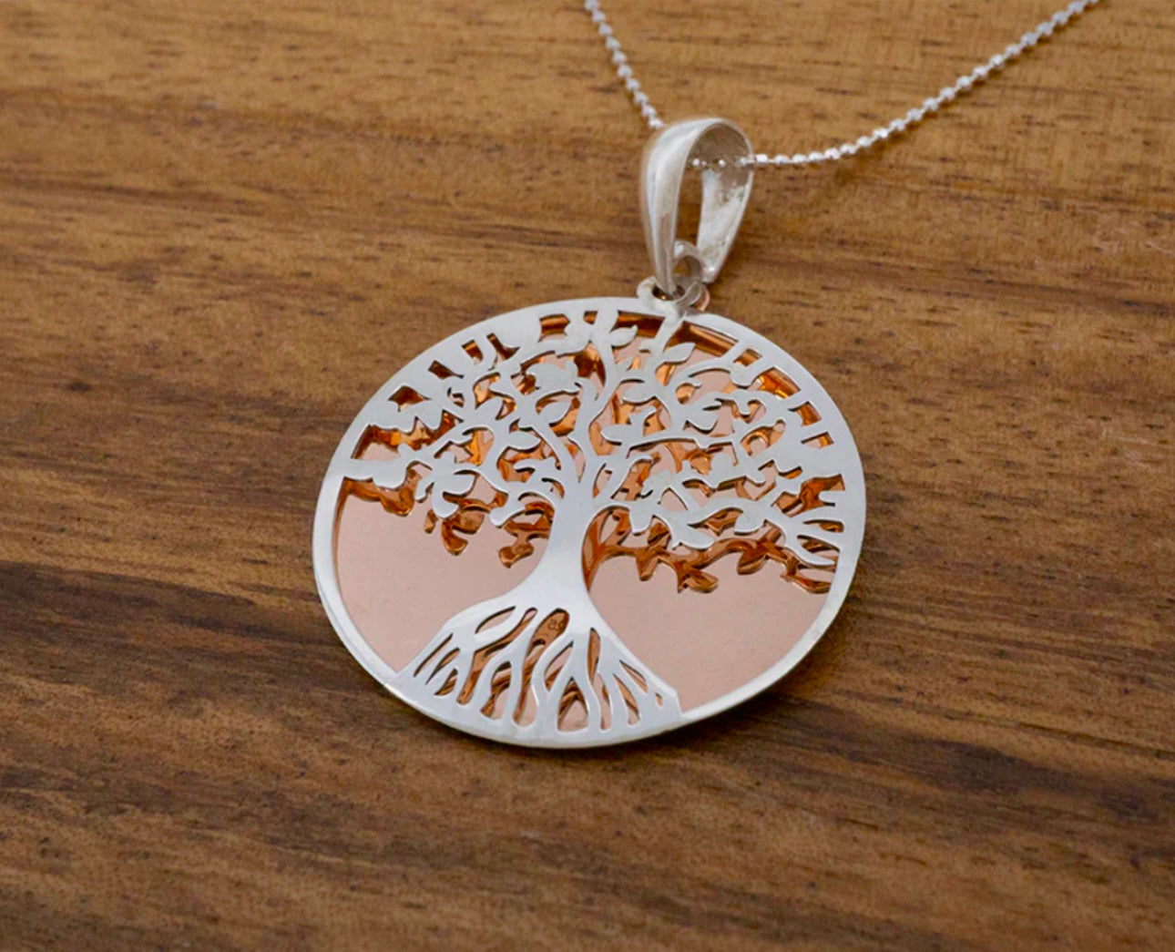 Copper & Silver Tree of Life Pendant Necklace