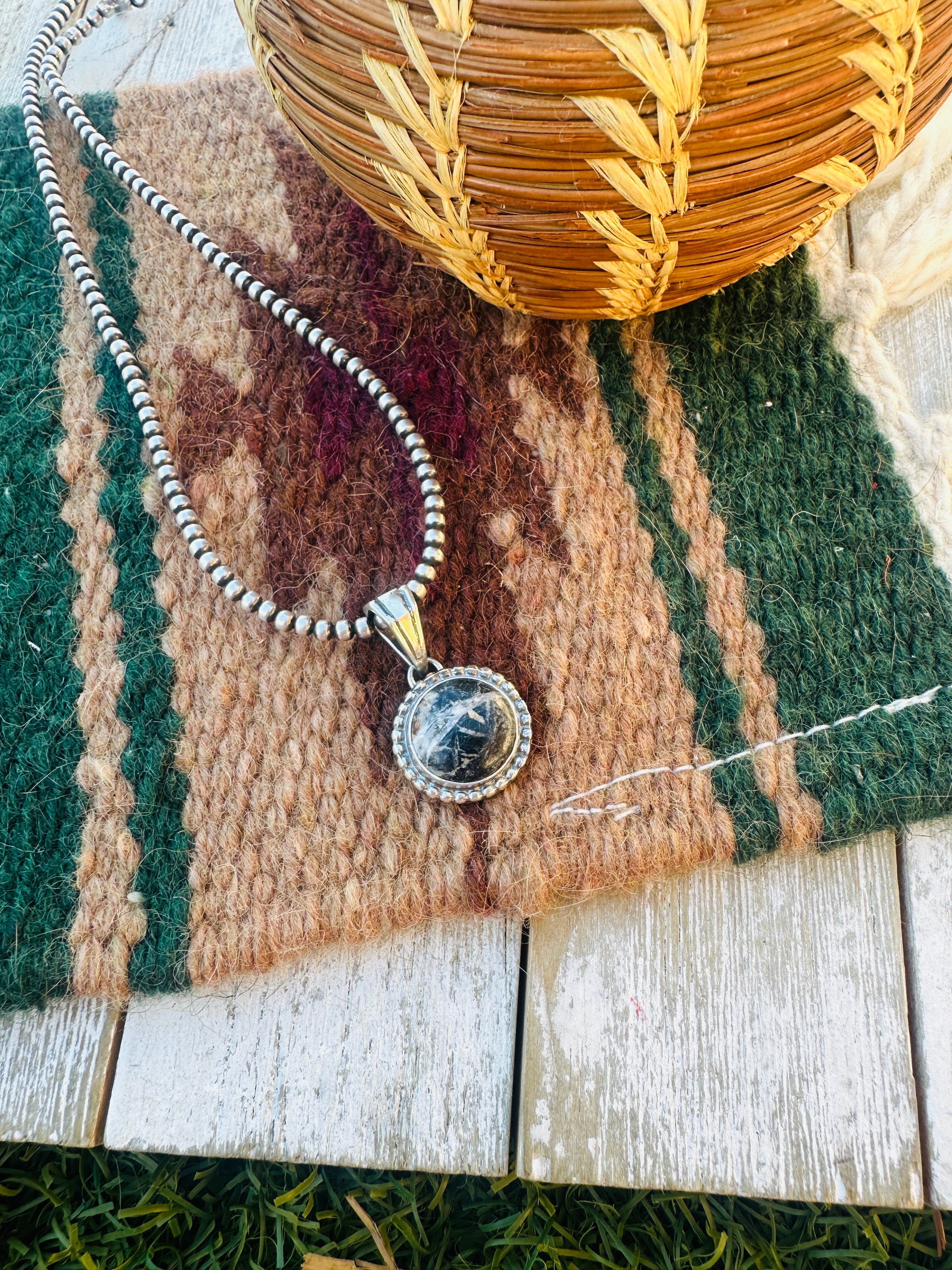 Handcrafted Sterling Silver & White Buffalo Pendant