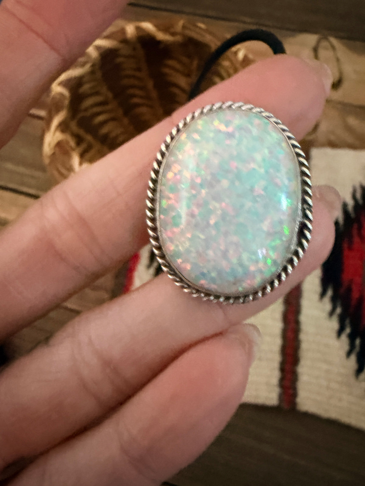 Handcrafted Opal & Sterling Silver Hair Tie Charm