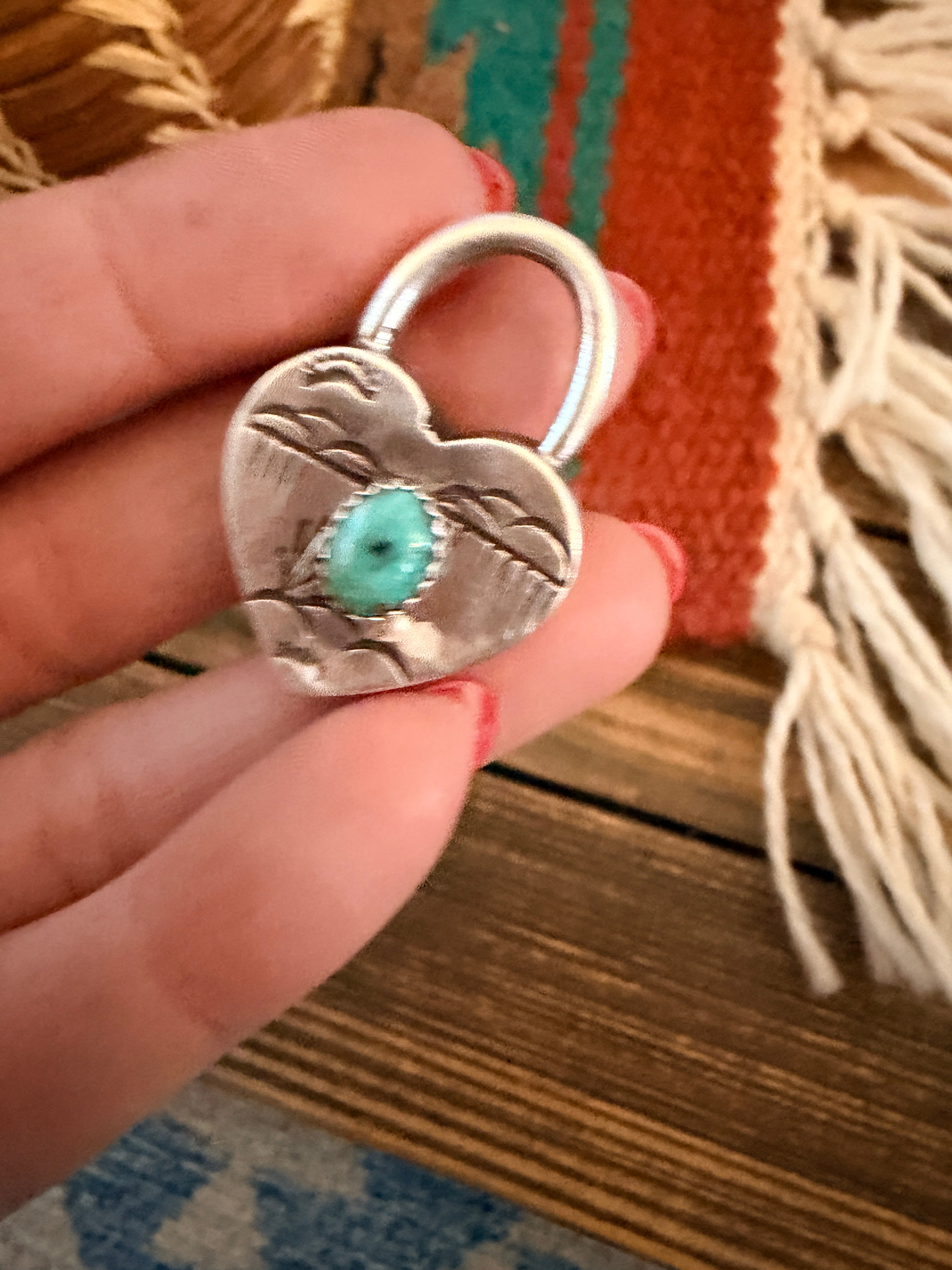 Handcrafted Sterling Silver & Turquoise Heart Locket Pendant