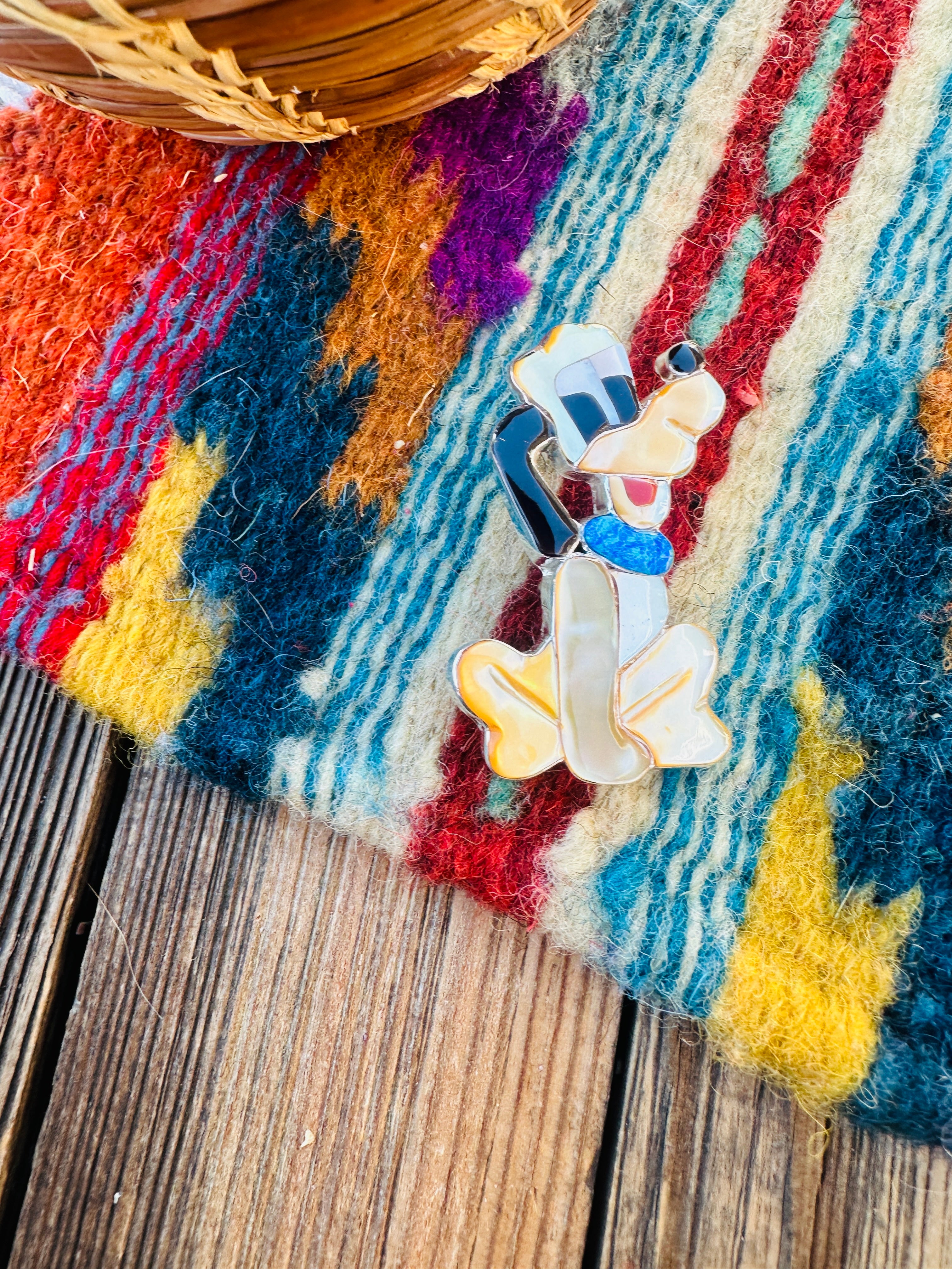 Handcrafted Sterling Silver and Multi Stone Character Brooch/ Pendant