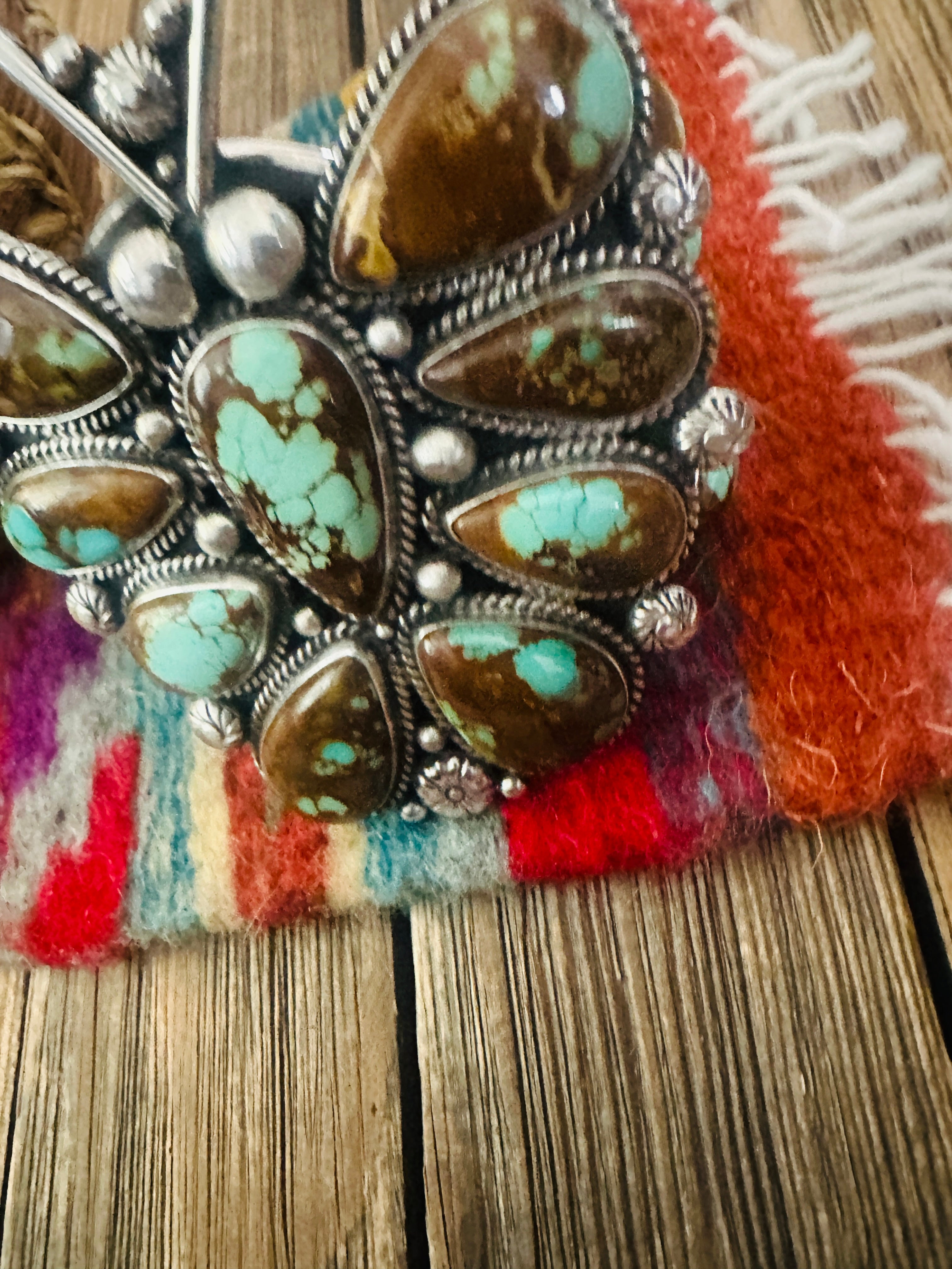 Handcrafted Number 8 Turquoise & Sterling Silver Butterfly Cuff Bracelet by Tyler Brown