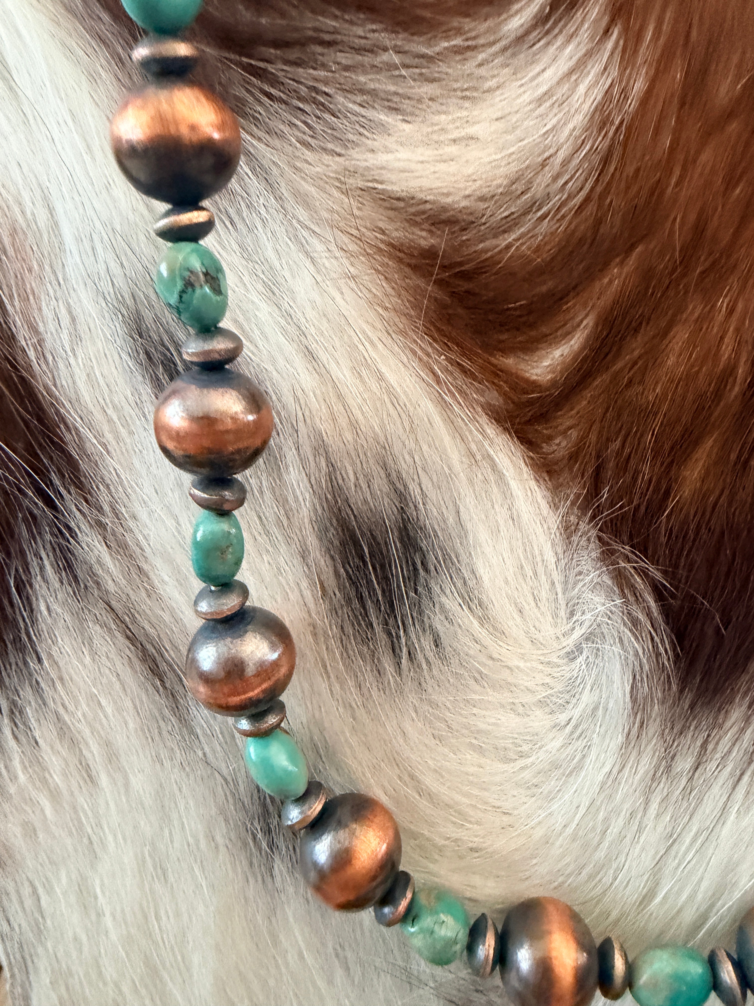 Handcrafted Turquoise & Copper 18” Beaded Necklace