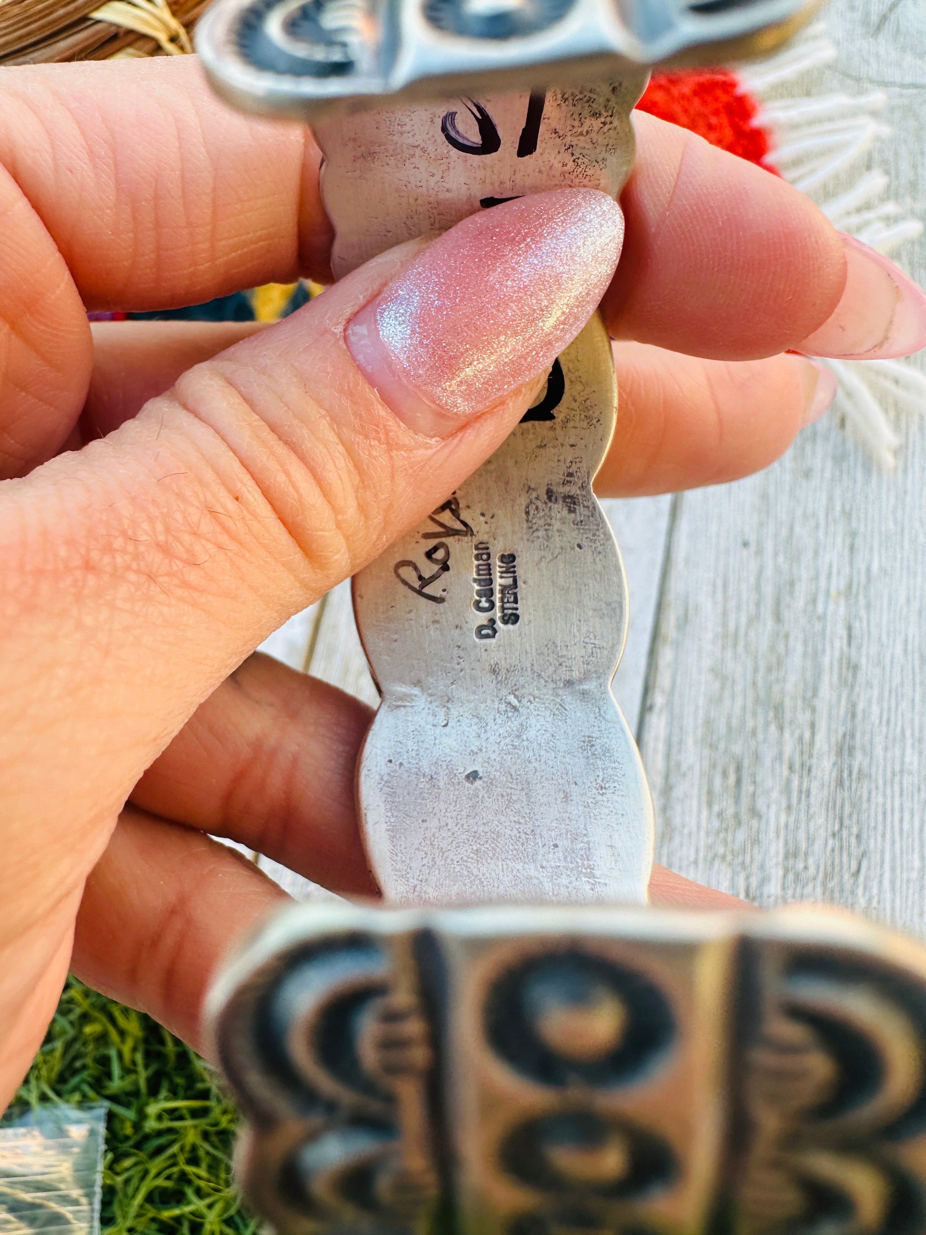 Handcrafted Royston Turquoise & Sterling Silver Cuff Bracelet by Darrell Cadman