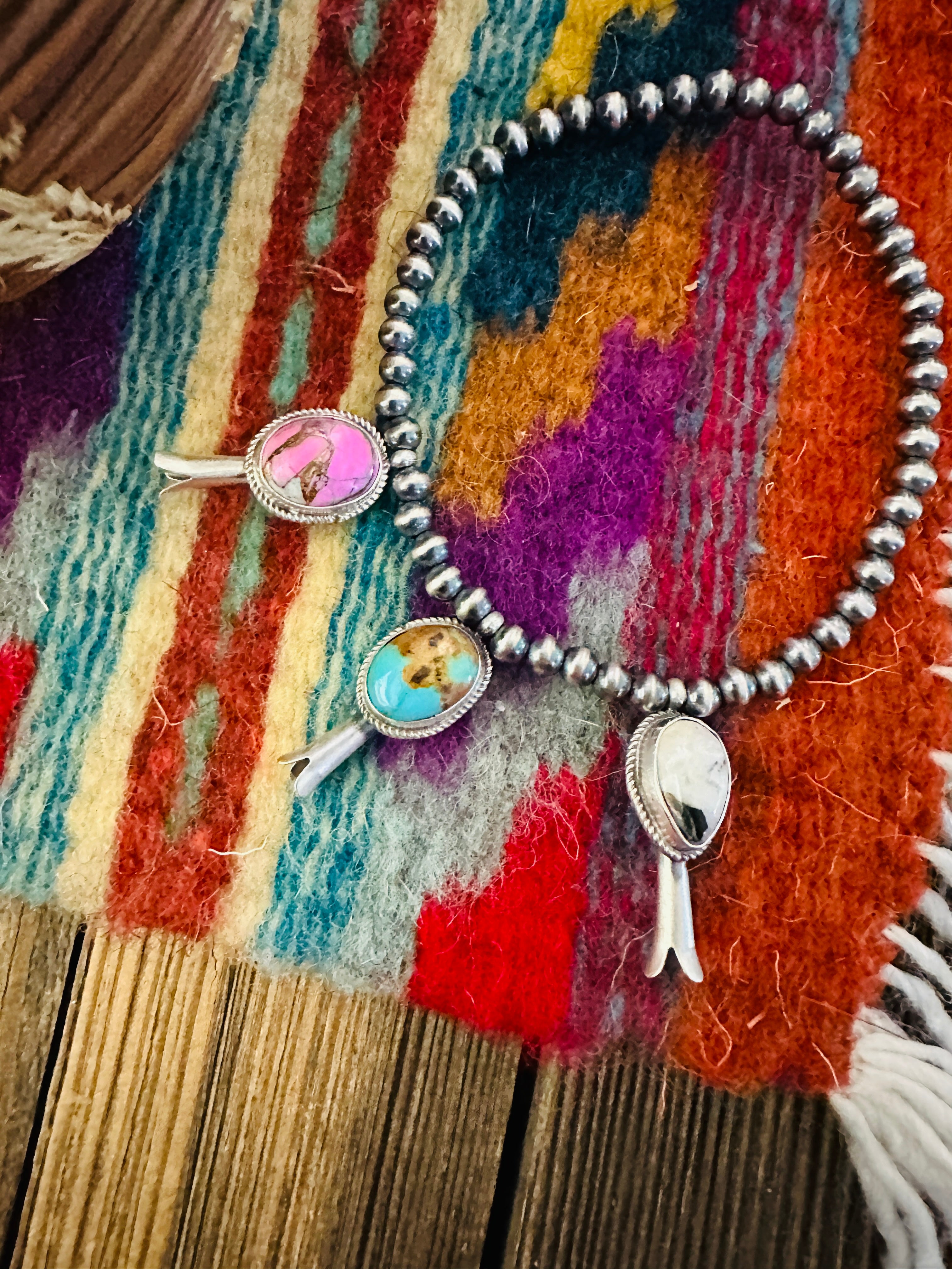 Handcrafted 3mm Sterling Silver Pearl & Multi Stone Blossom Stretch Bracelet