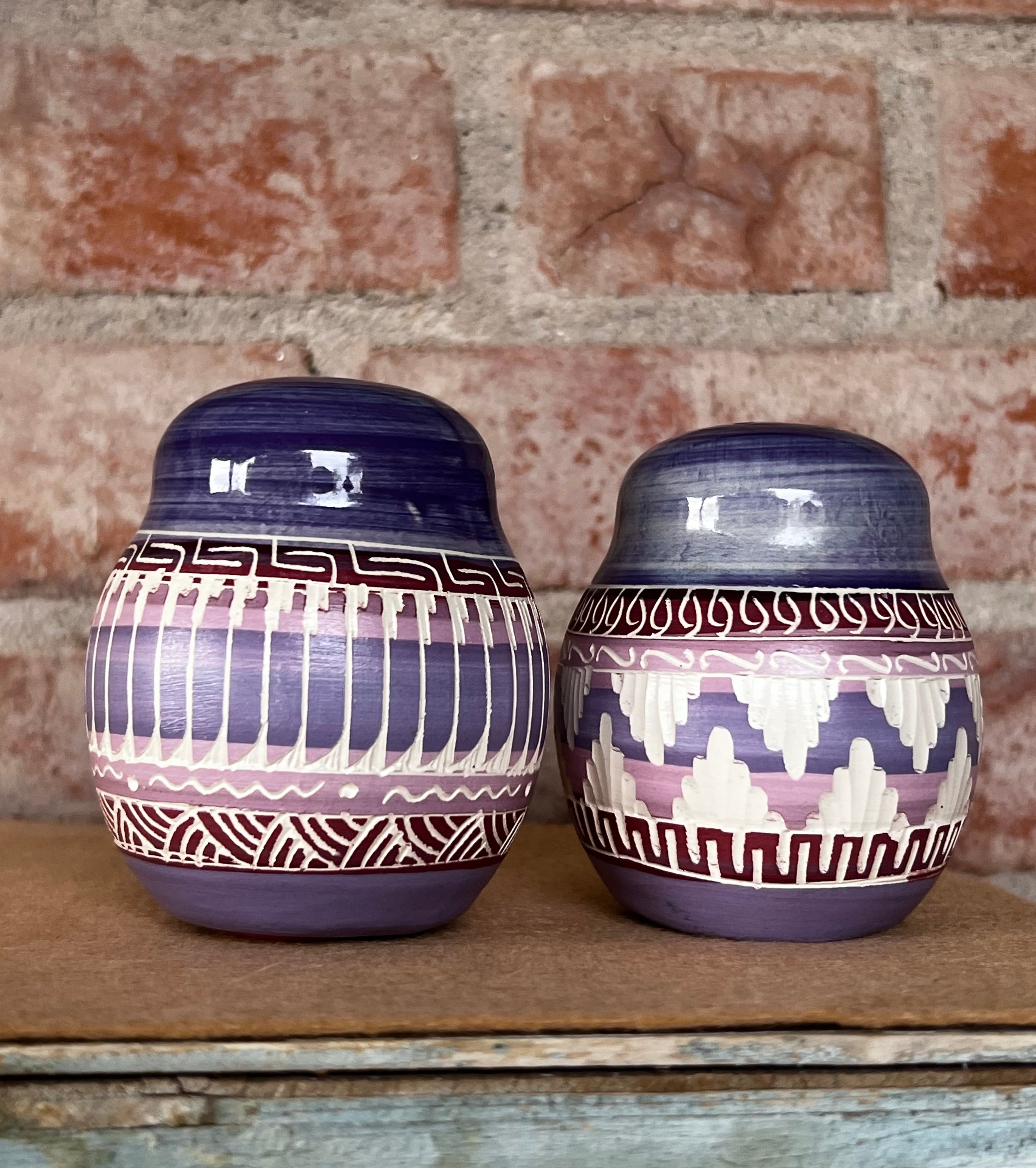 Handcrafted Purple Salt & Pepper Shakers “Cassandra King”