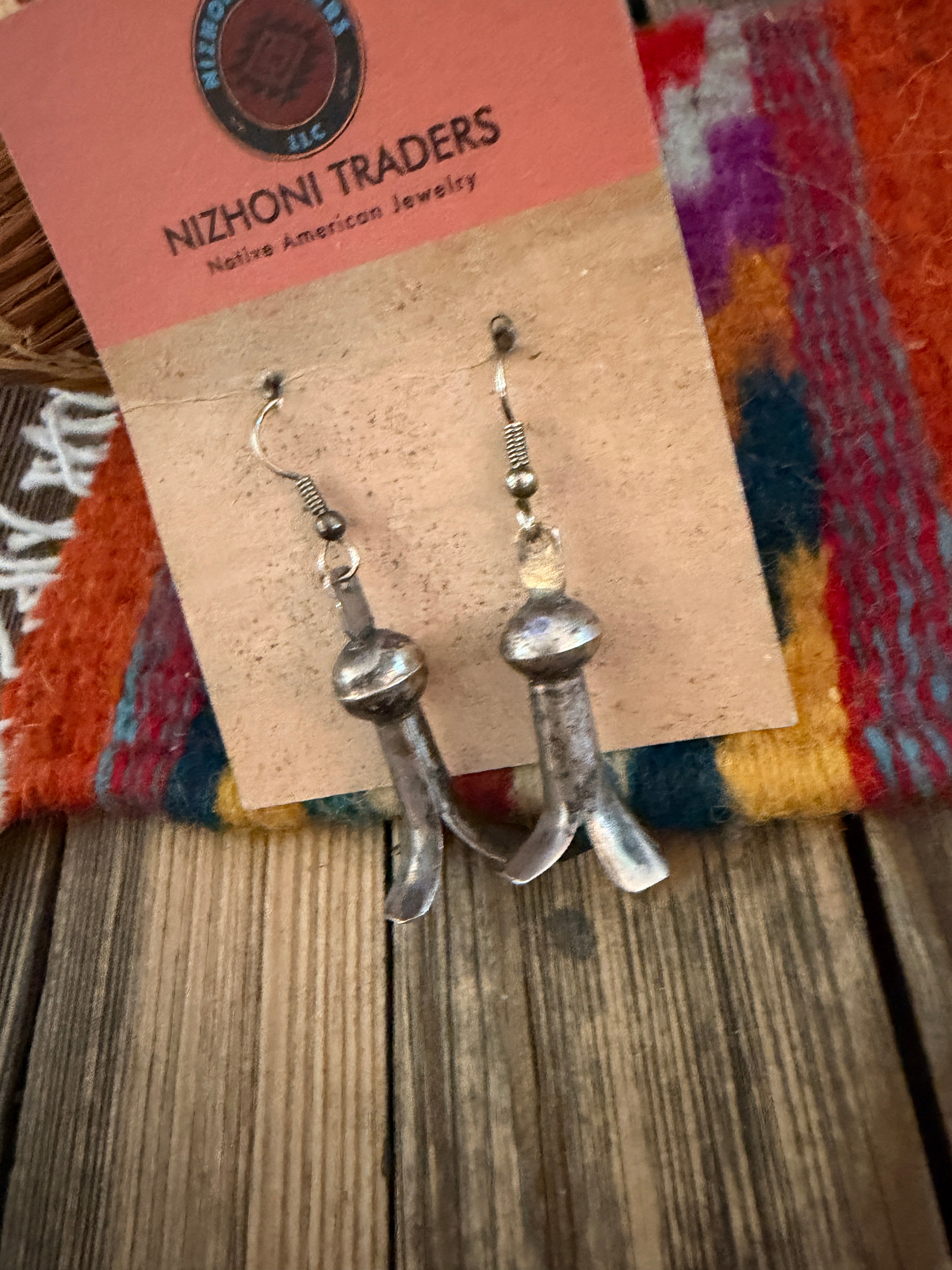 Handcrafted Old Pawn Sterling Silver Blossom Dangle Earrings