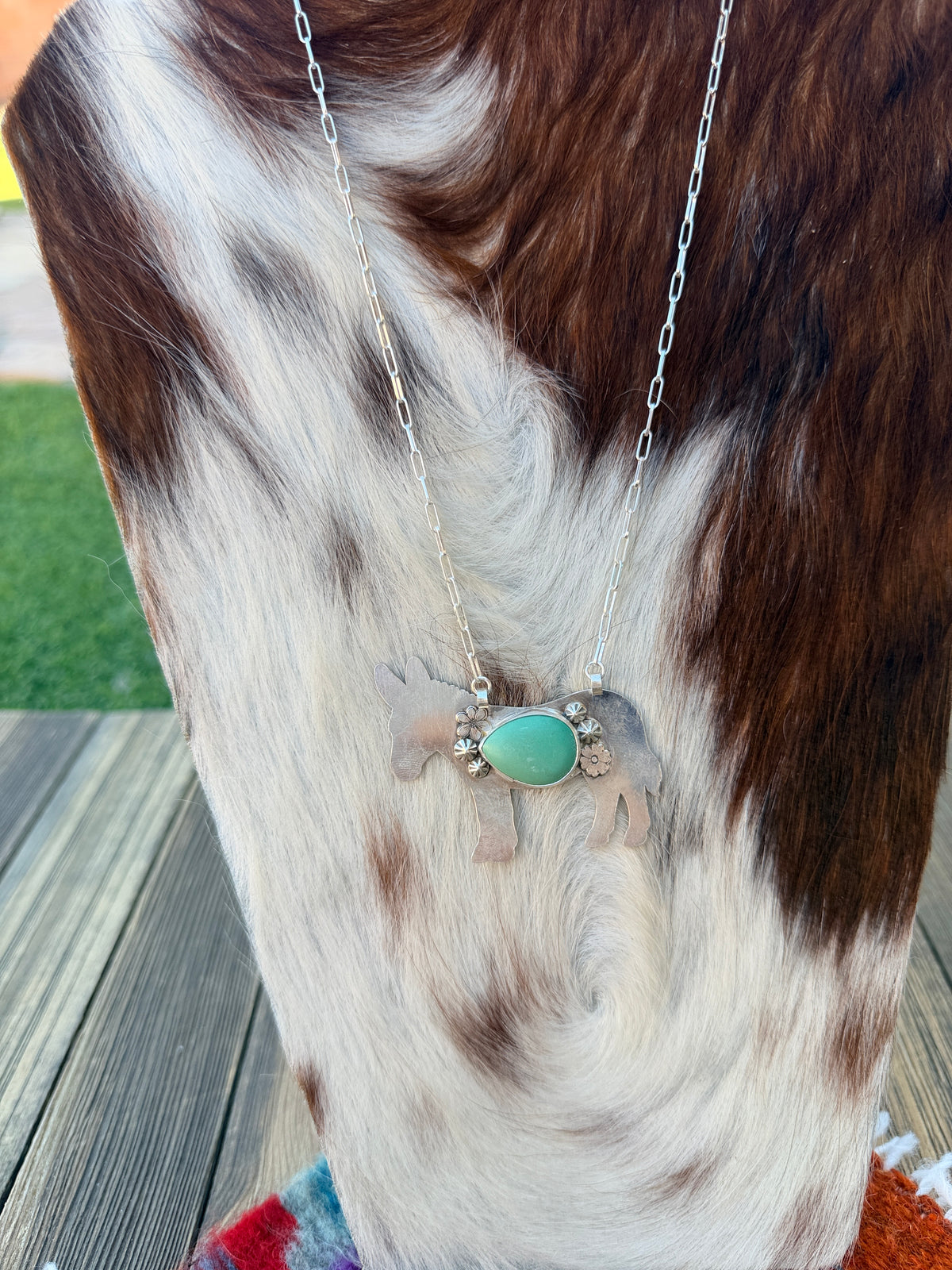 Handmade Sterling Silver & Turquoise Donkey Necklace