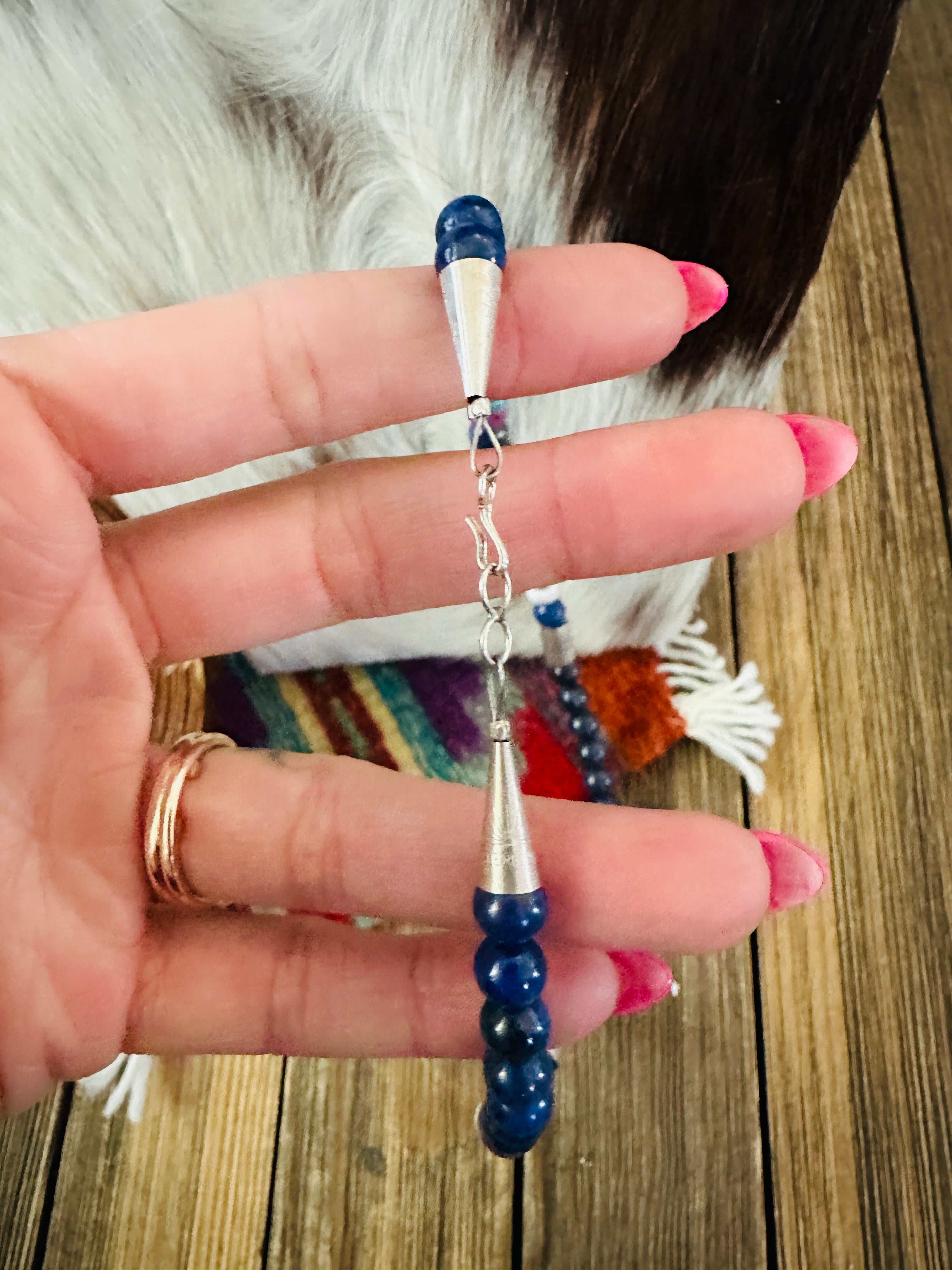 Handcrafted Multi Stone & Sterling Silver Beaded 16” Necklace by T & R Singer