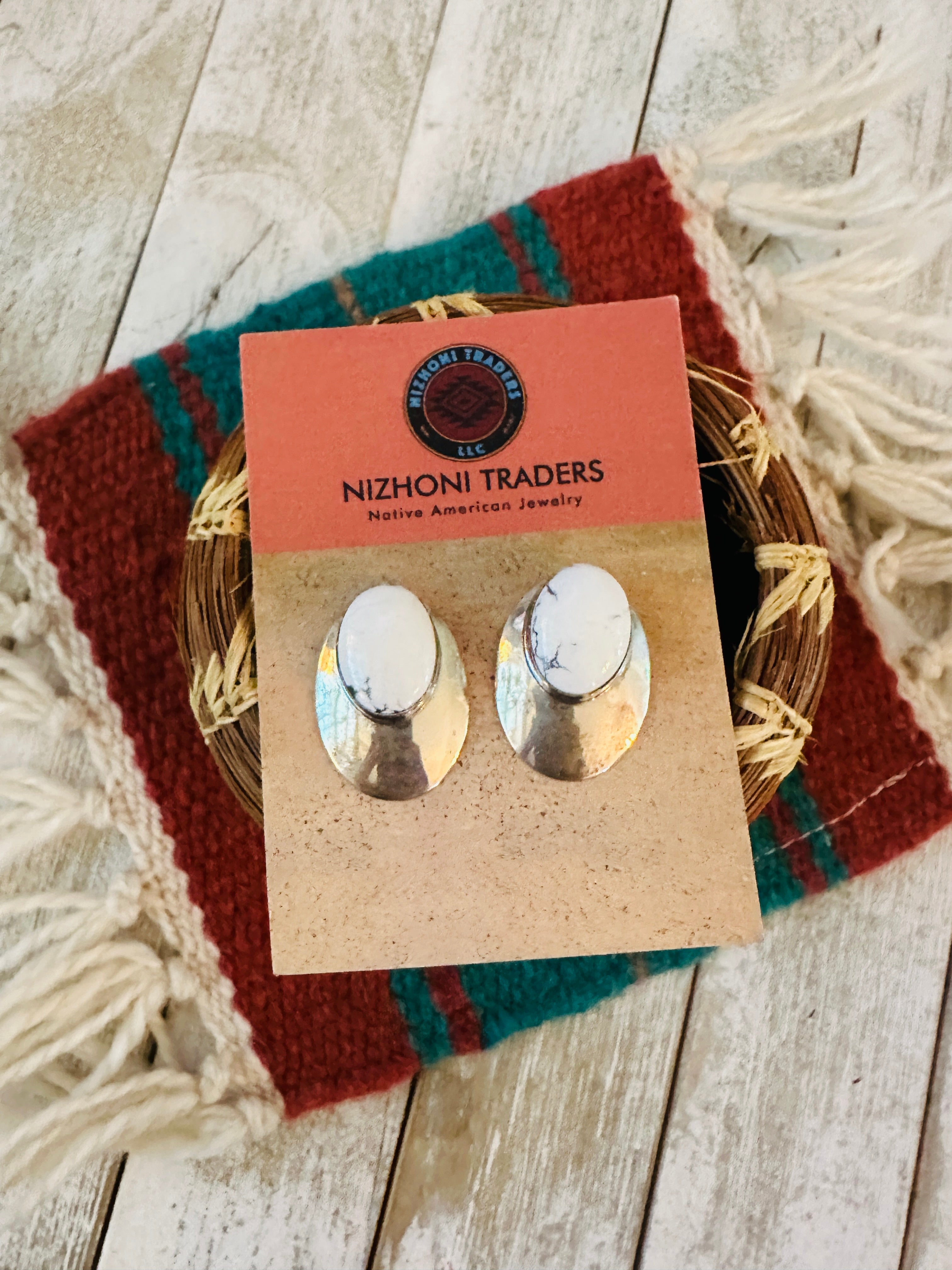 Handcrafted Howlite & Sterling Silver Post Earrings