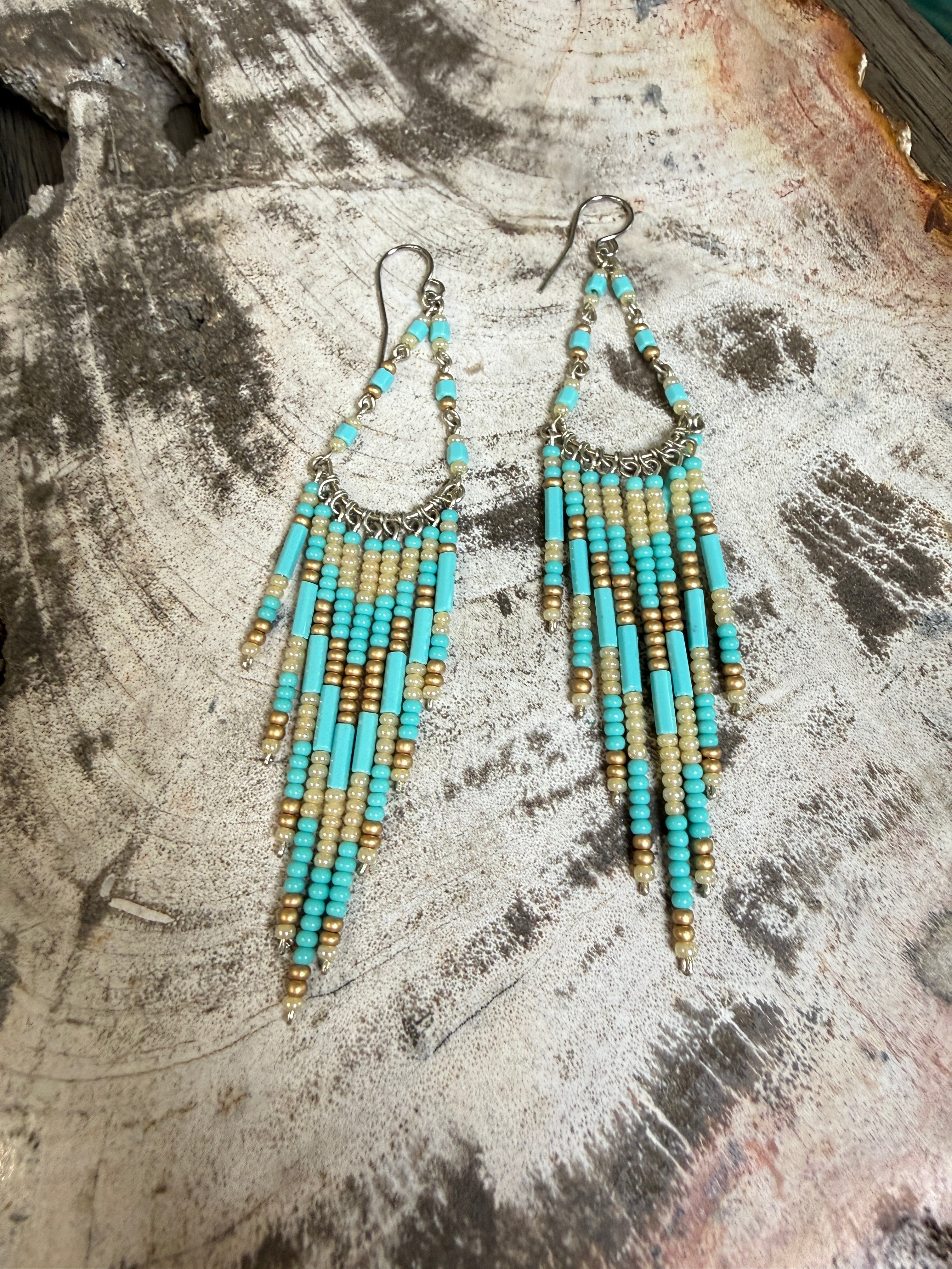 “The Golden Collection” Desert Canyon Handmade Multi Color Beaded Earrings