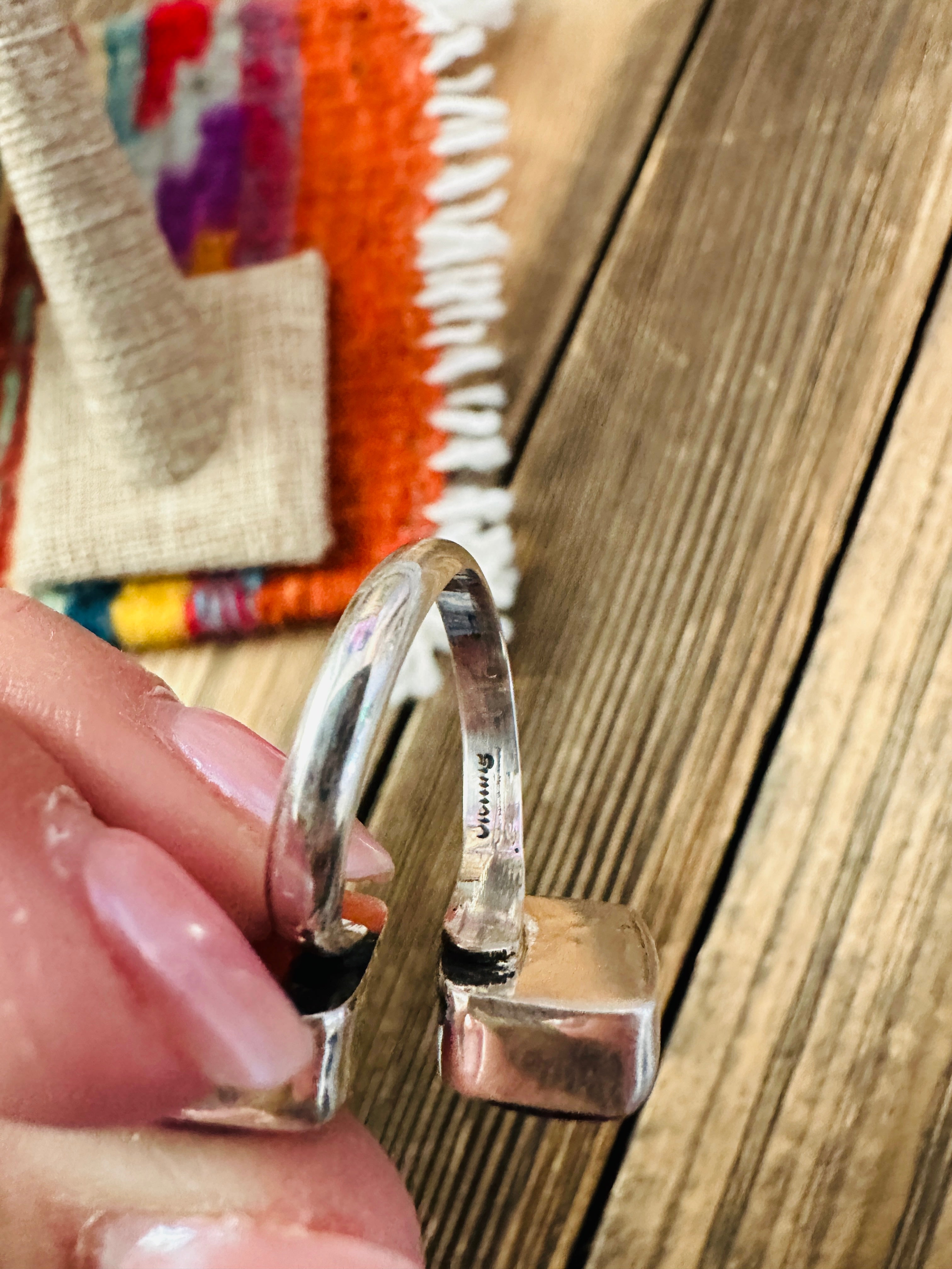 Handcrafted Purple Spiny Oyster & Sterling Silver Adjustable Ring