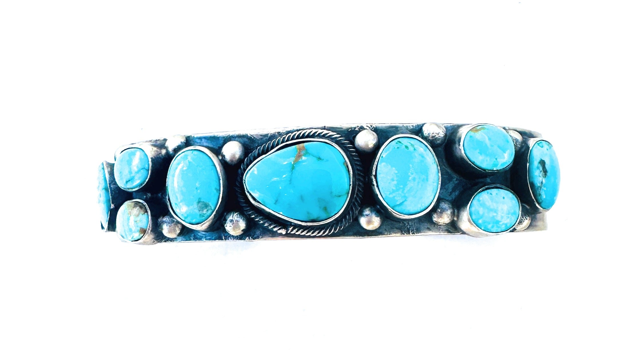 Navajo Kingman Turquoise & Sterling Silver Cuff Bracelet /