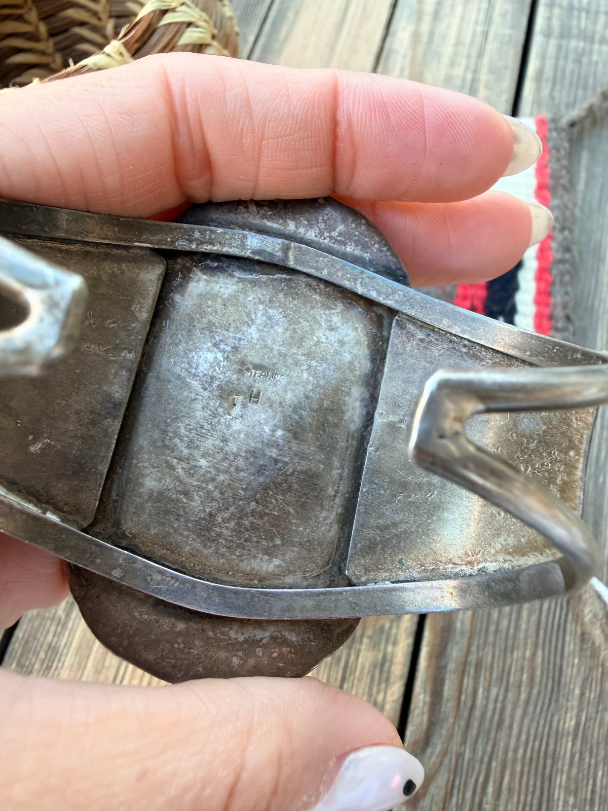 Handcrafted Old Pawn Sterling Silver & Turquoise Cuff Bracelet