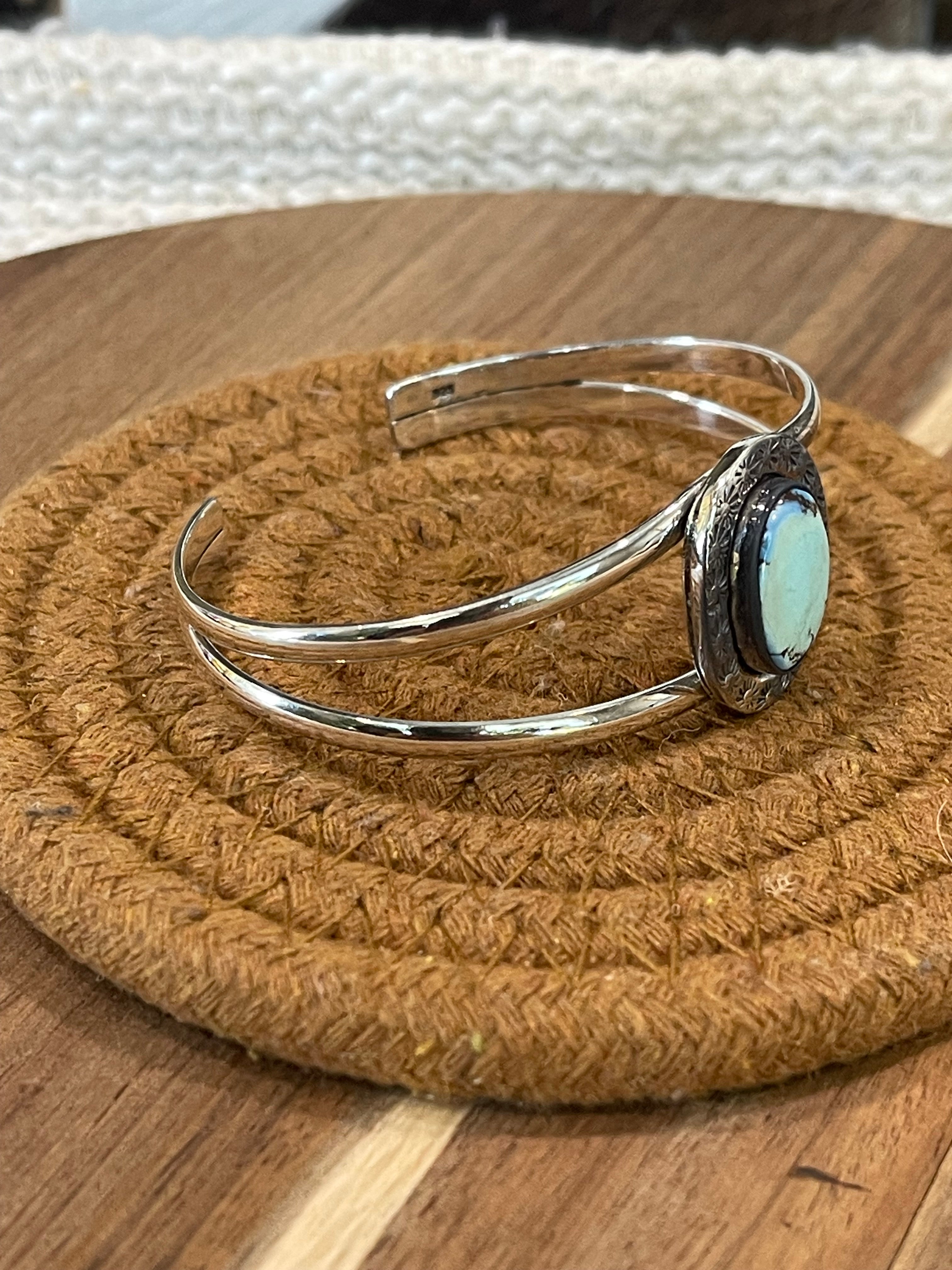 Handcrafted Sterling Silver & Golden Hills Turquoise Cuff Bracelet