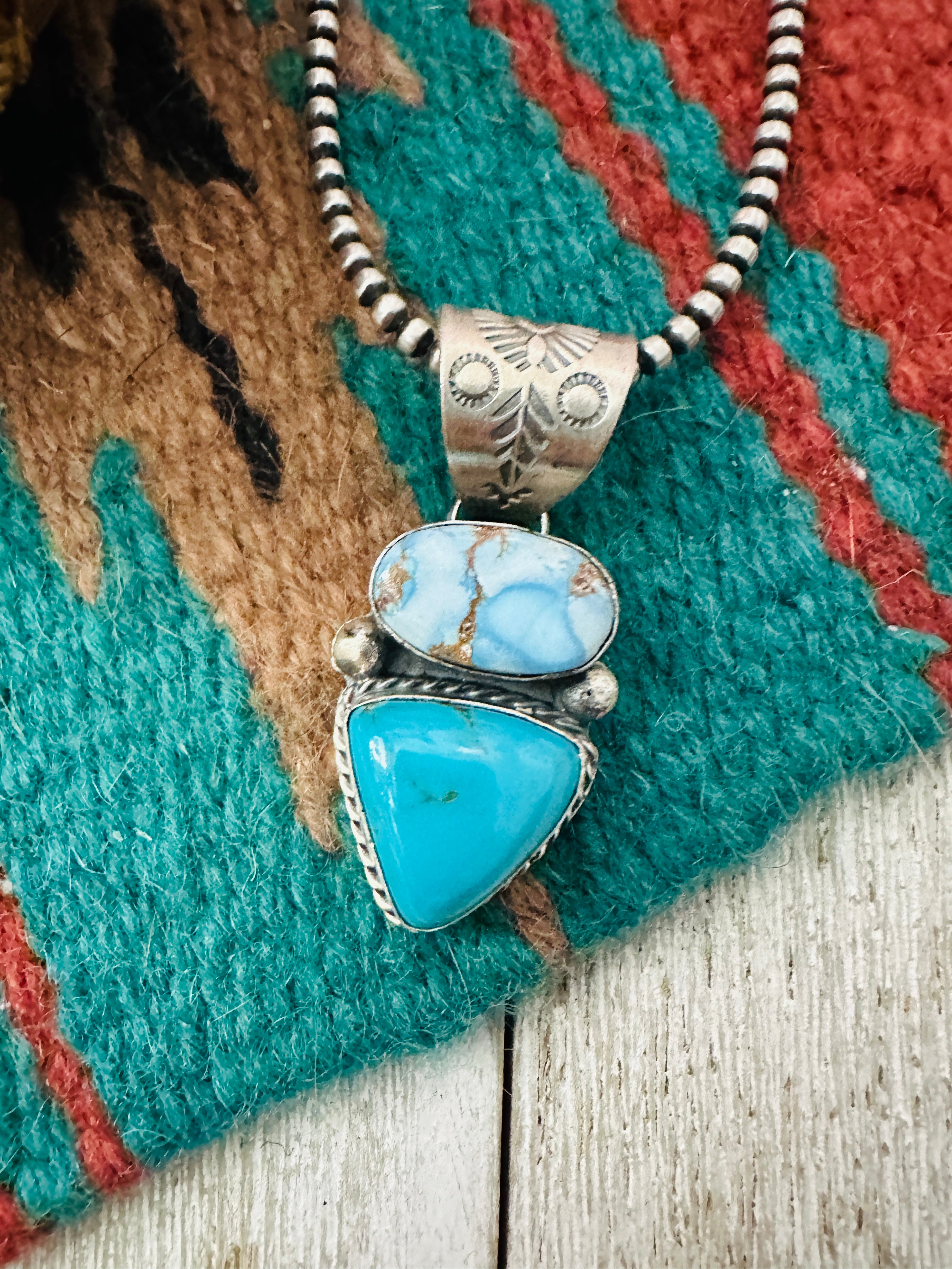 Handcrafted Sterling Silver & Multi Turquoise Pendant