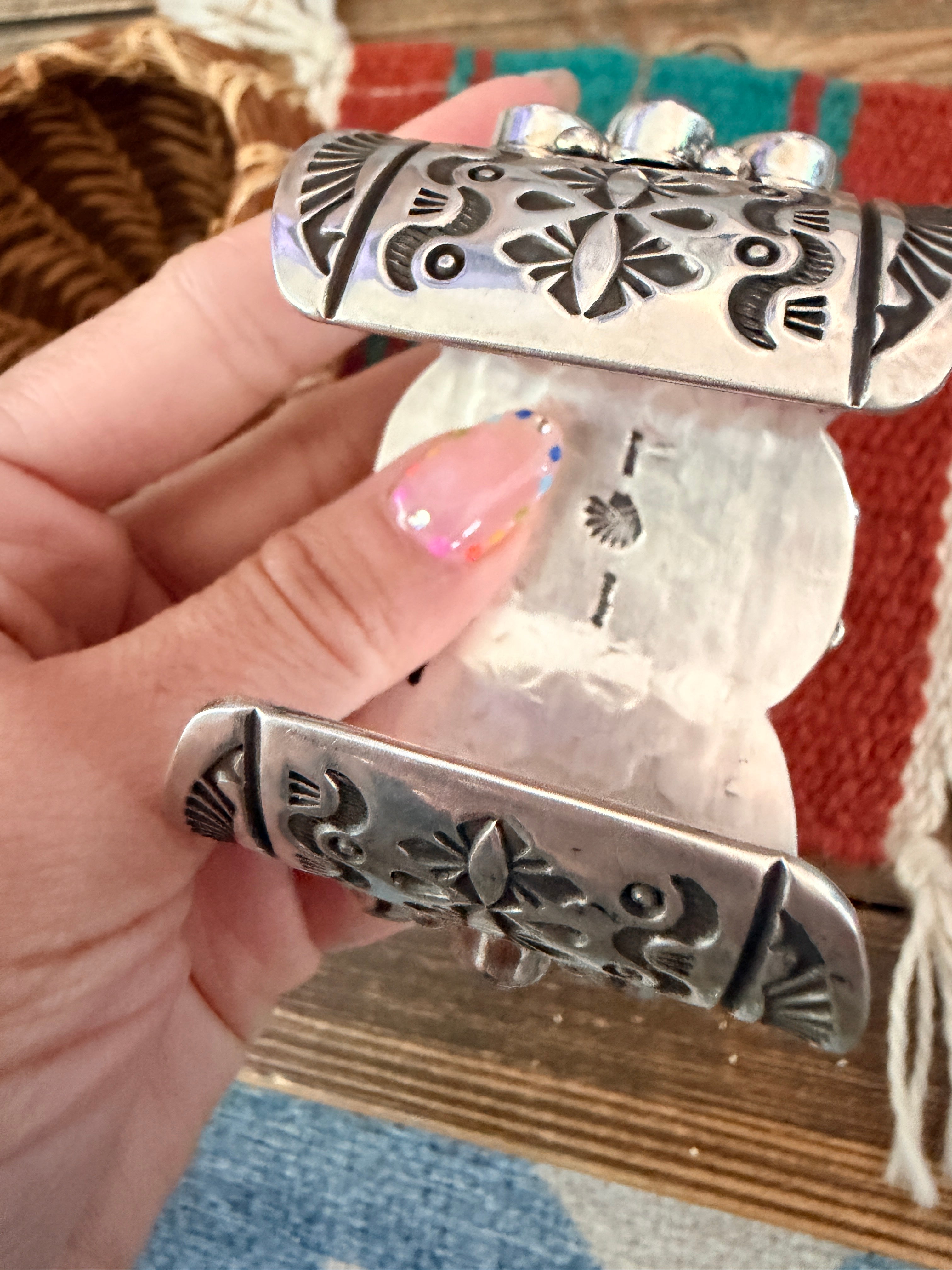 Handcrafted Sterling Silver, Charoite & Turquoise Cuff Bracelet by Albert Jake
