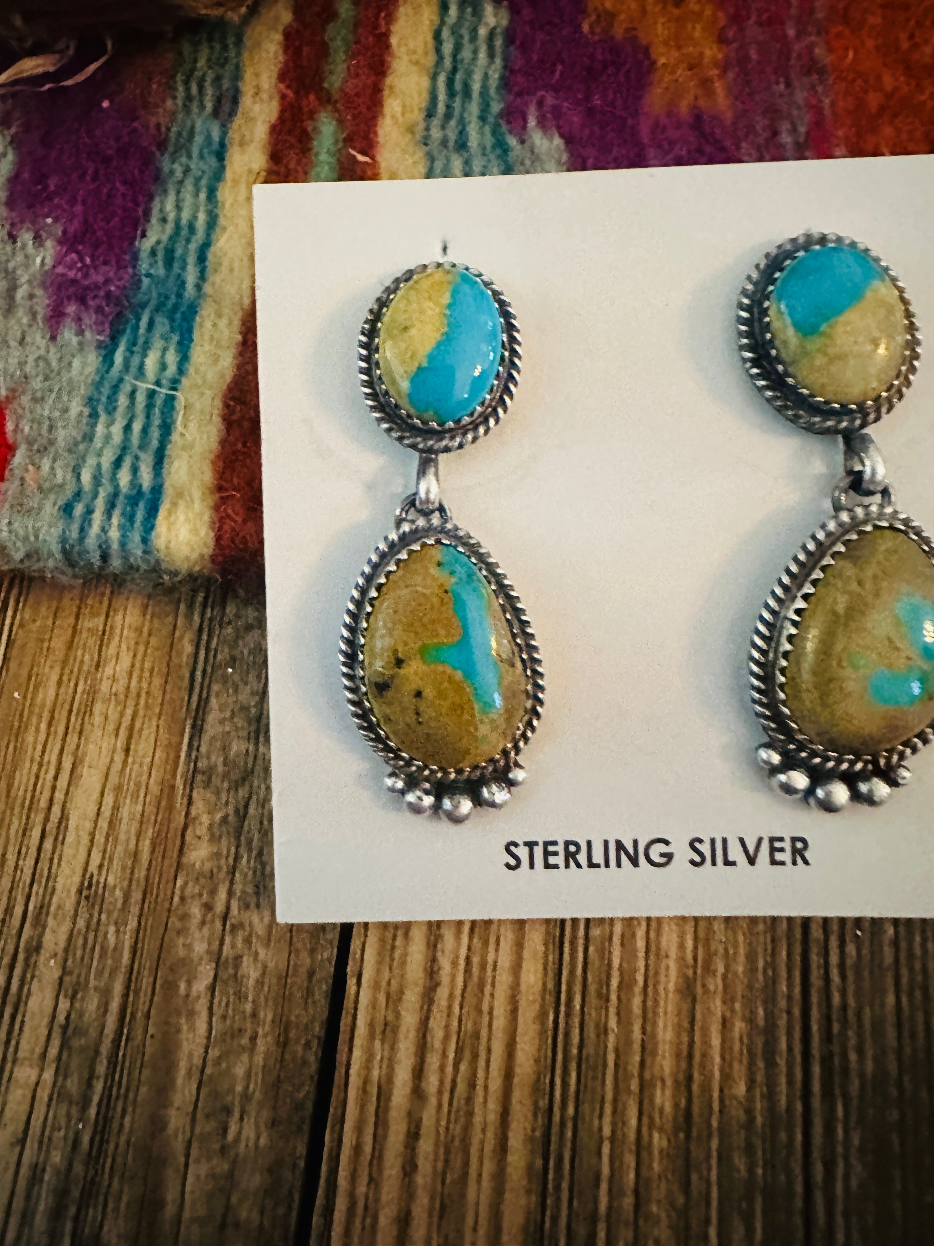 Handcrafted Turquoise & Sterling Silver Dangle Earrings by Theresa Smith