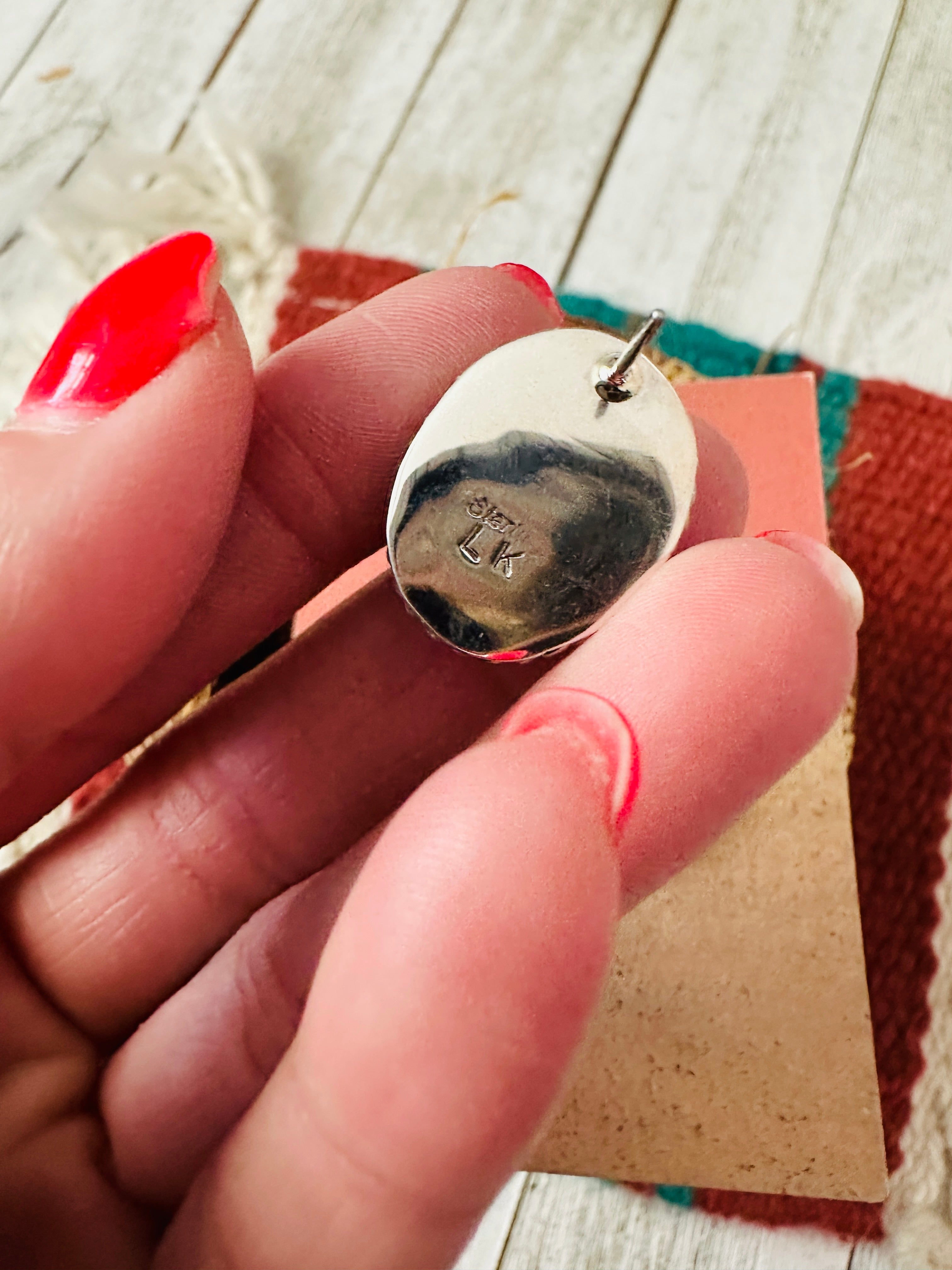 Navajo Pink Dream Mojave and Sterling Silver Post Earrings