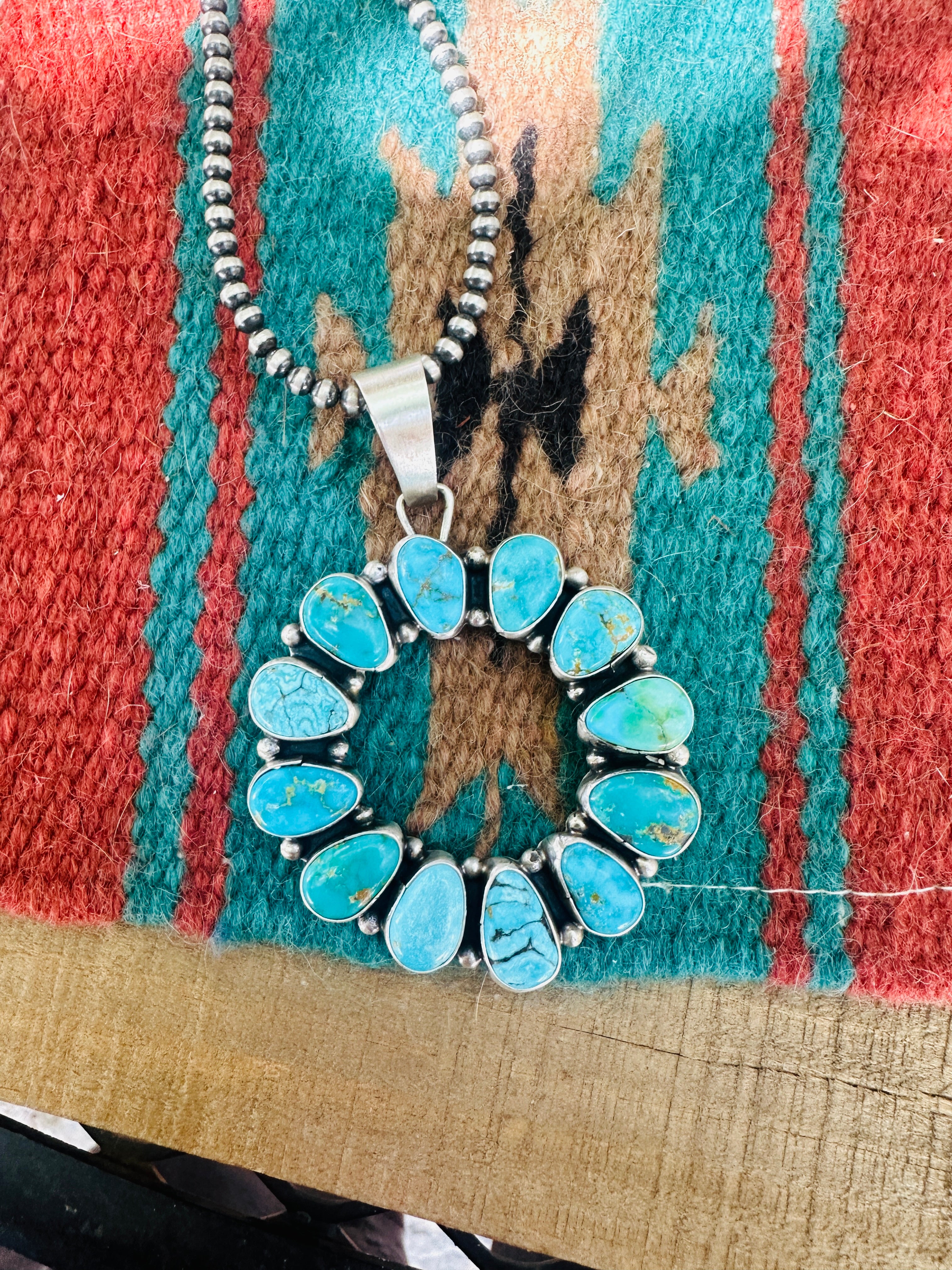 Handcrafted Sterling Silver & Turquoise Cluster Pendant