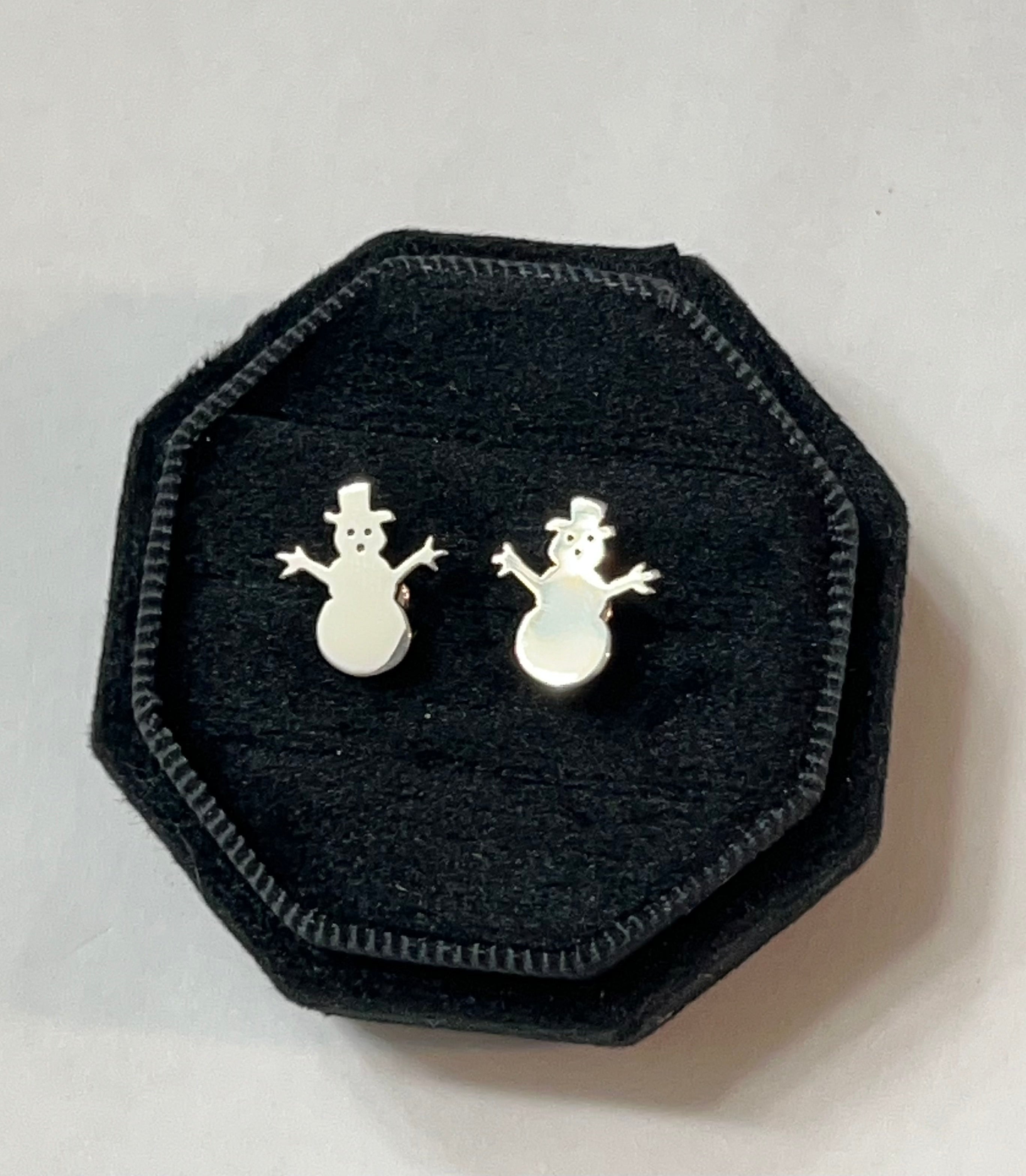 Sterling Silver Snowman Earrings On Post