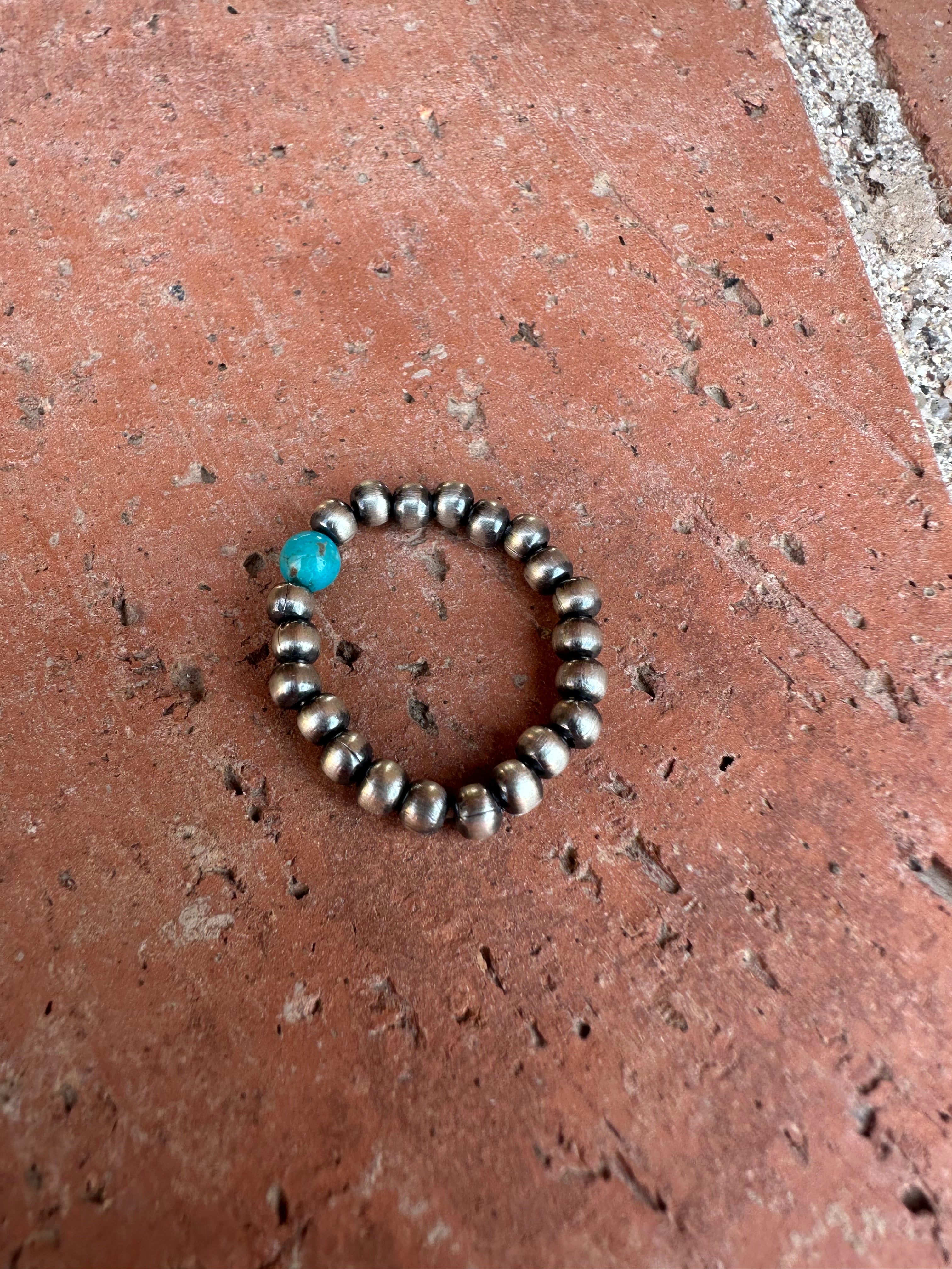 THE VENICE BAND Handmade Sterling Silver Pearl Style Beaded Stretch Ring