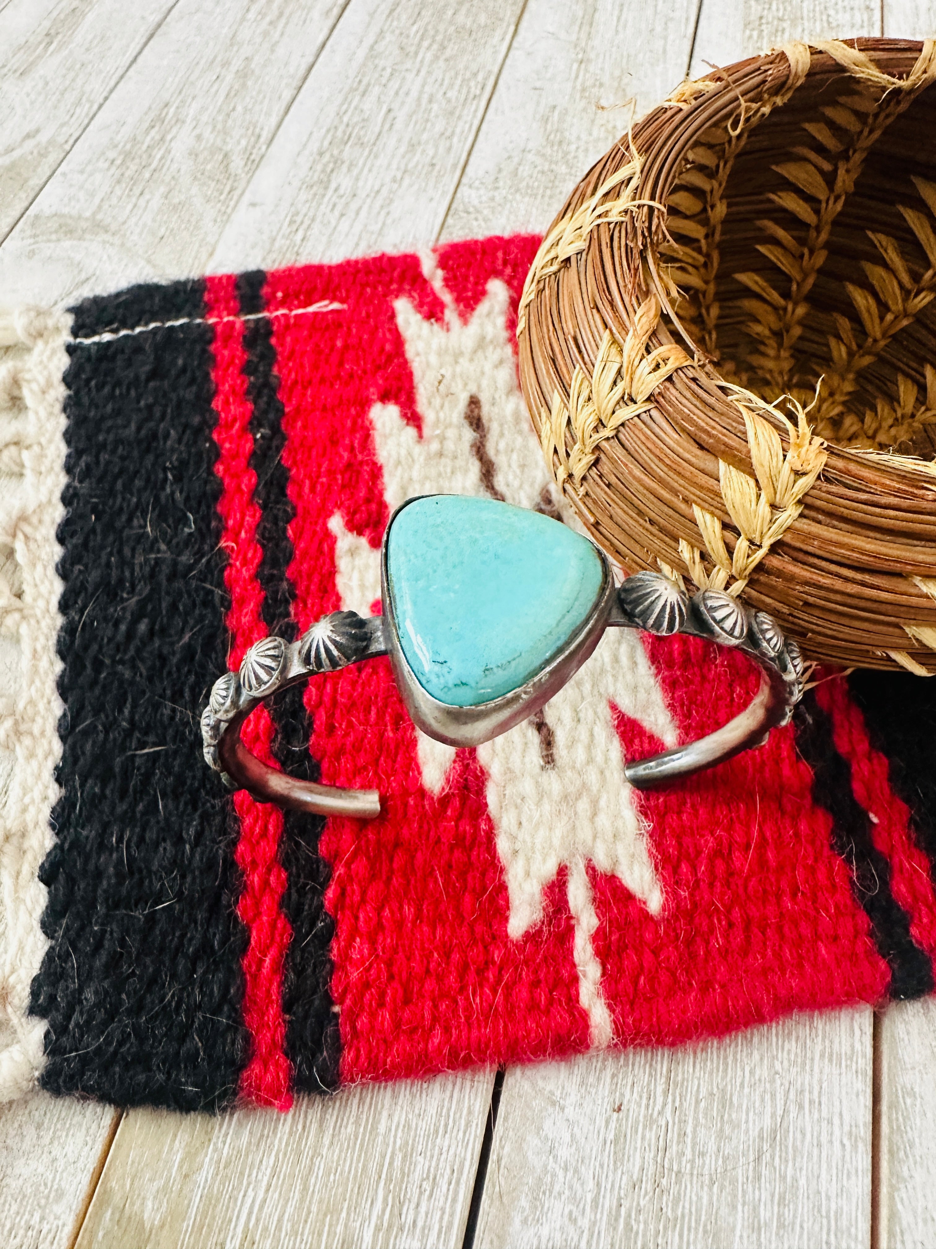 Handcrafted Turquoise & Sterling Silver Cuff Bracelet by Chimney Butte