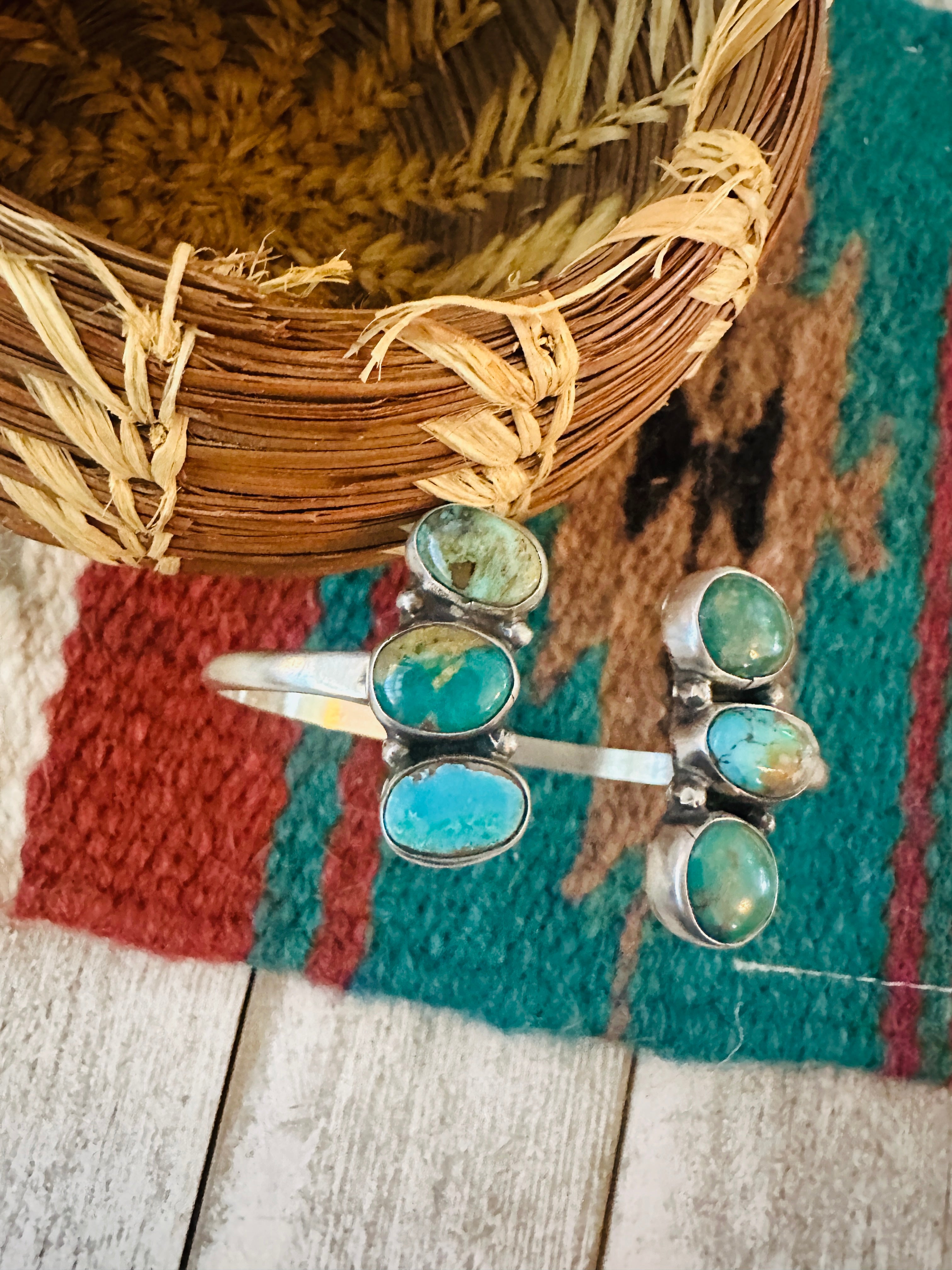Handcrafted Turquoise & Sterling Silver Floating Cuff Bracelet